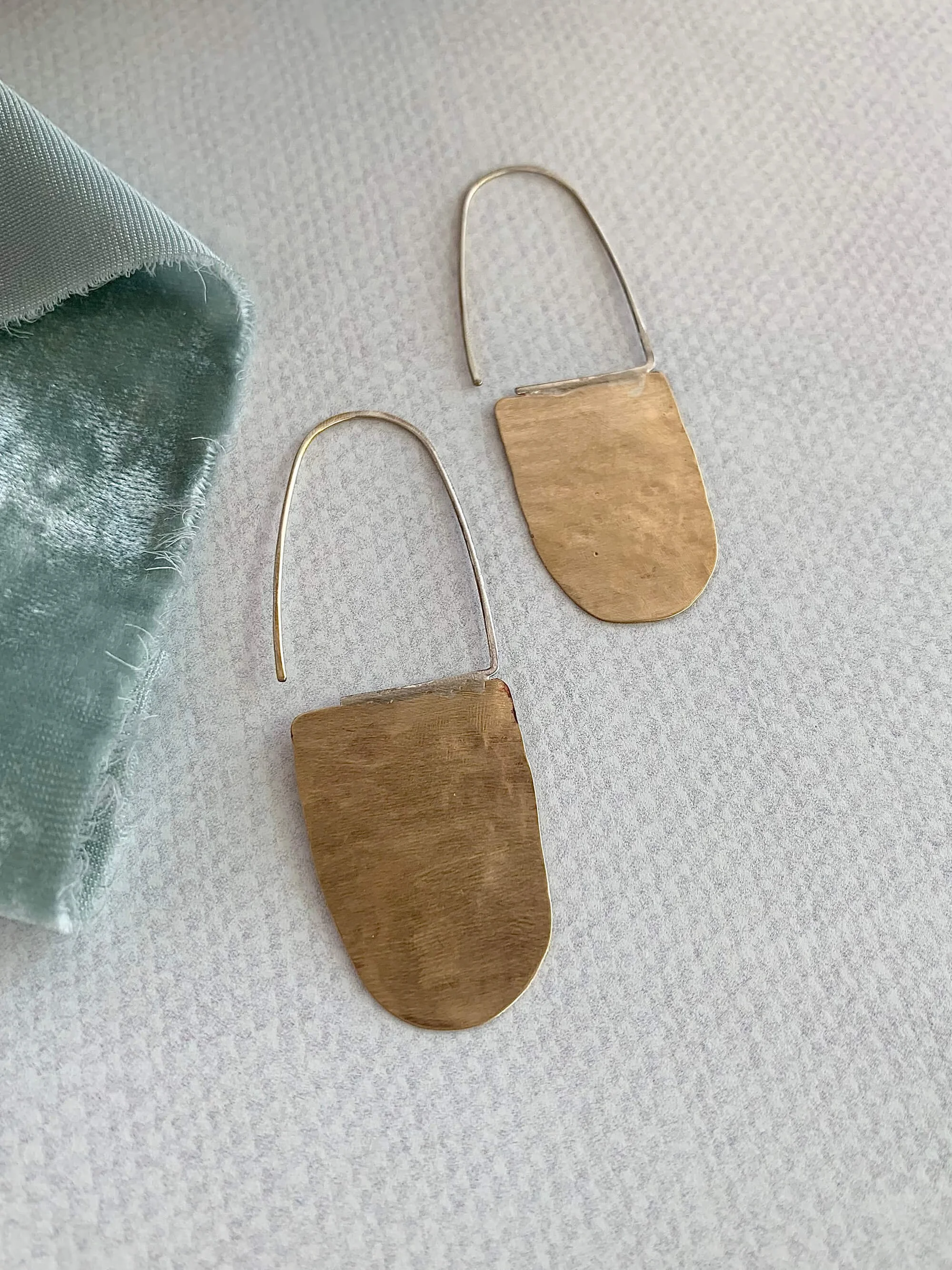 Handmade Shield Mixed Metal Earrings