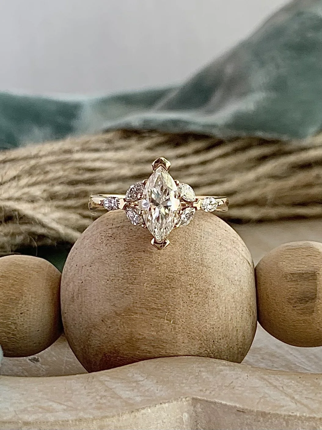 Yellow Gold Marquise Wedding Ring Marquis Moissanite Diamond