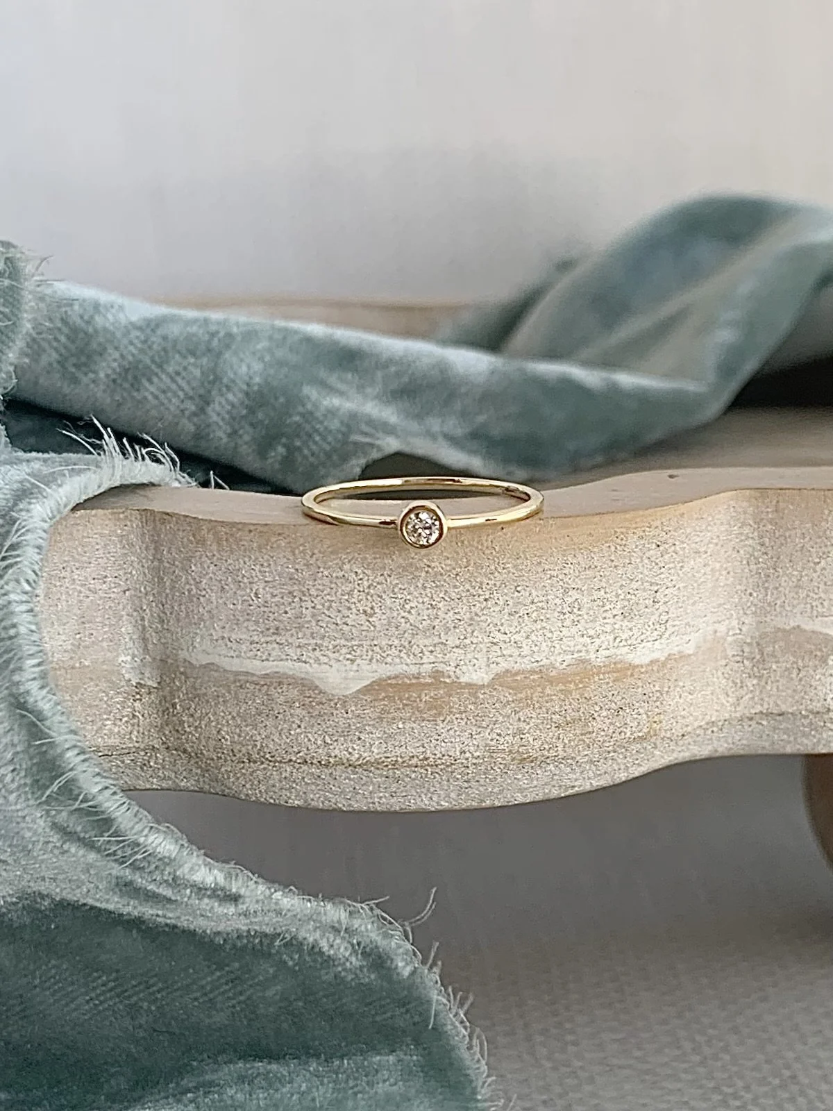 Solitary Diamond 14k Yellow Gold Stack Ring