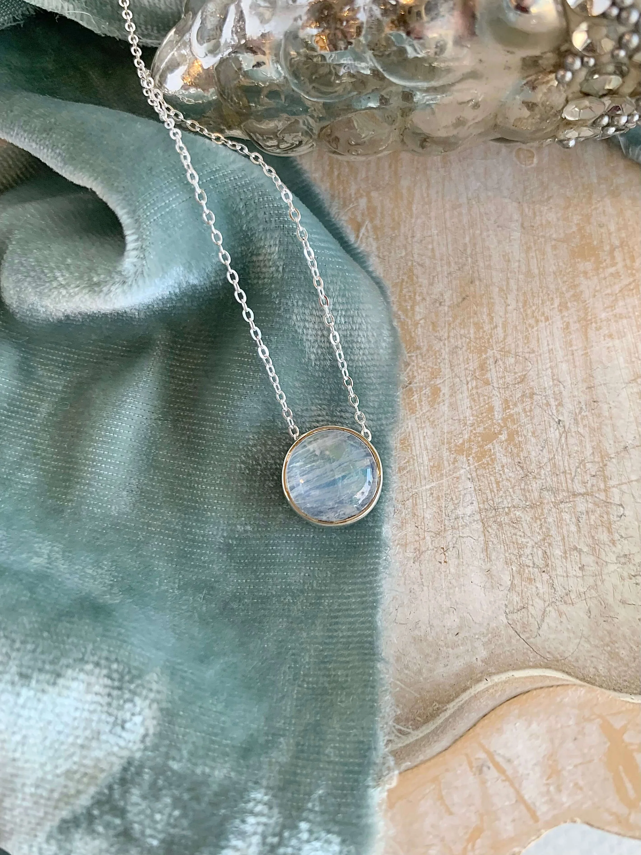 Rainbow Moonstone Silver Necklace