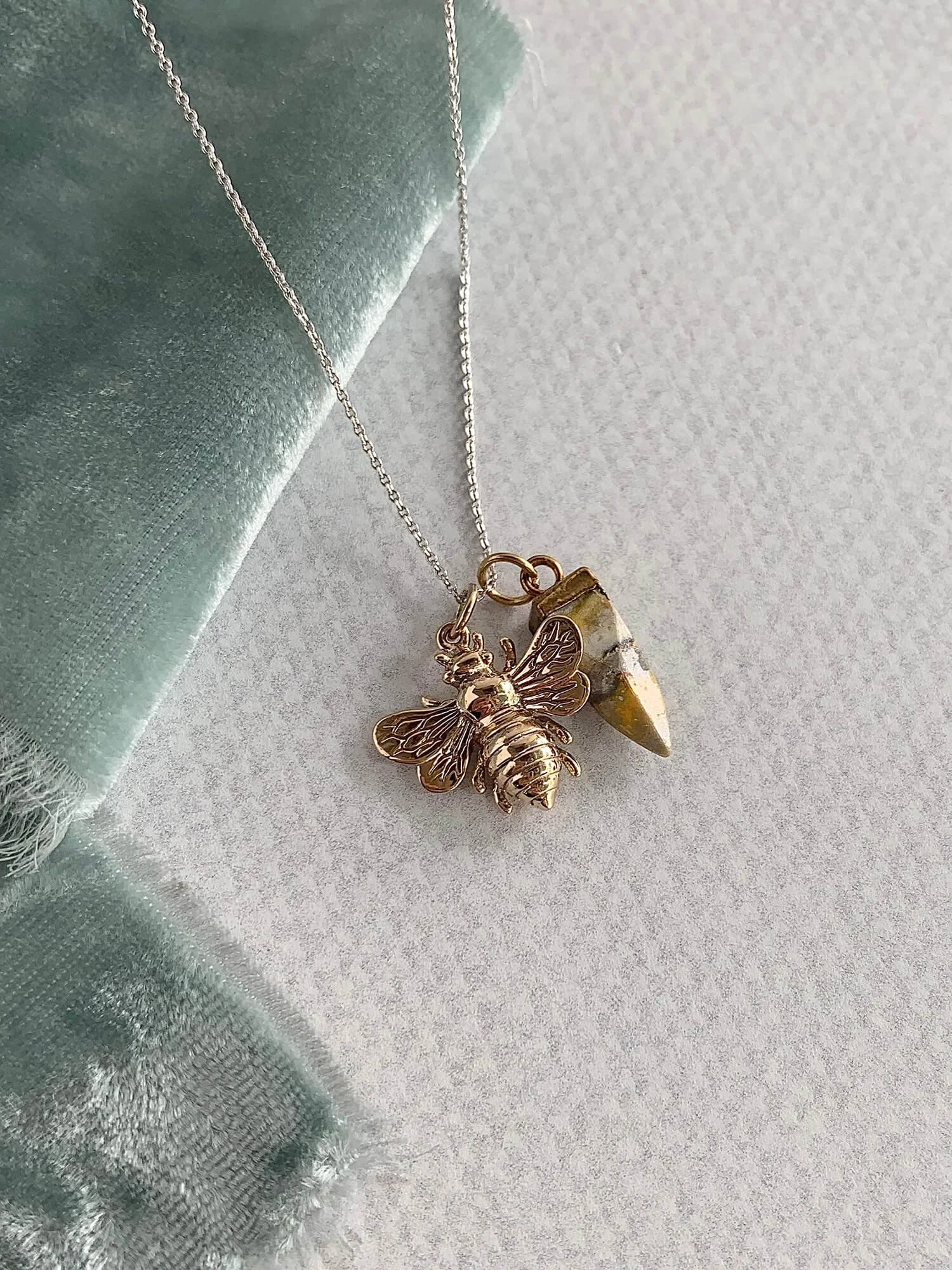 Busy Bee Jasper Mixed Metal Necklace