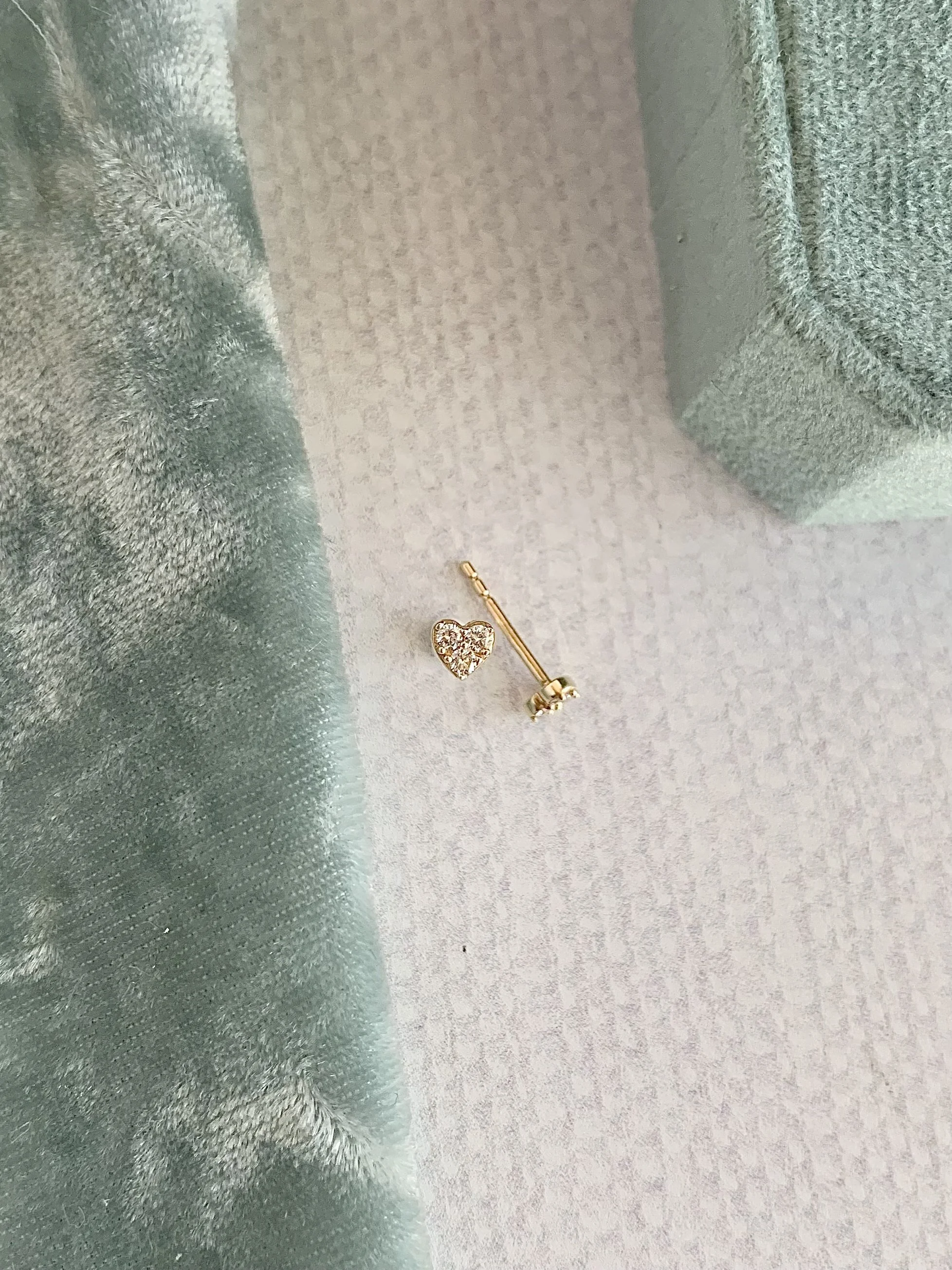 Sweetheart Pave Diamond 14k Yellow Stud Earrings