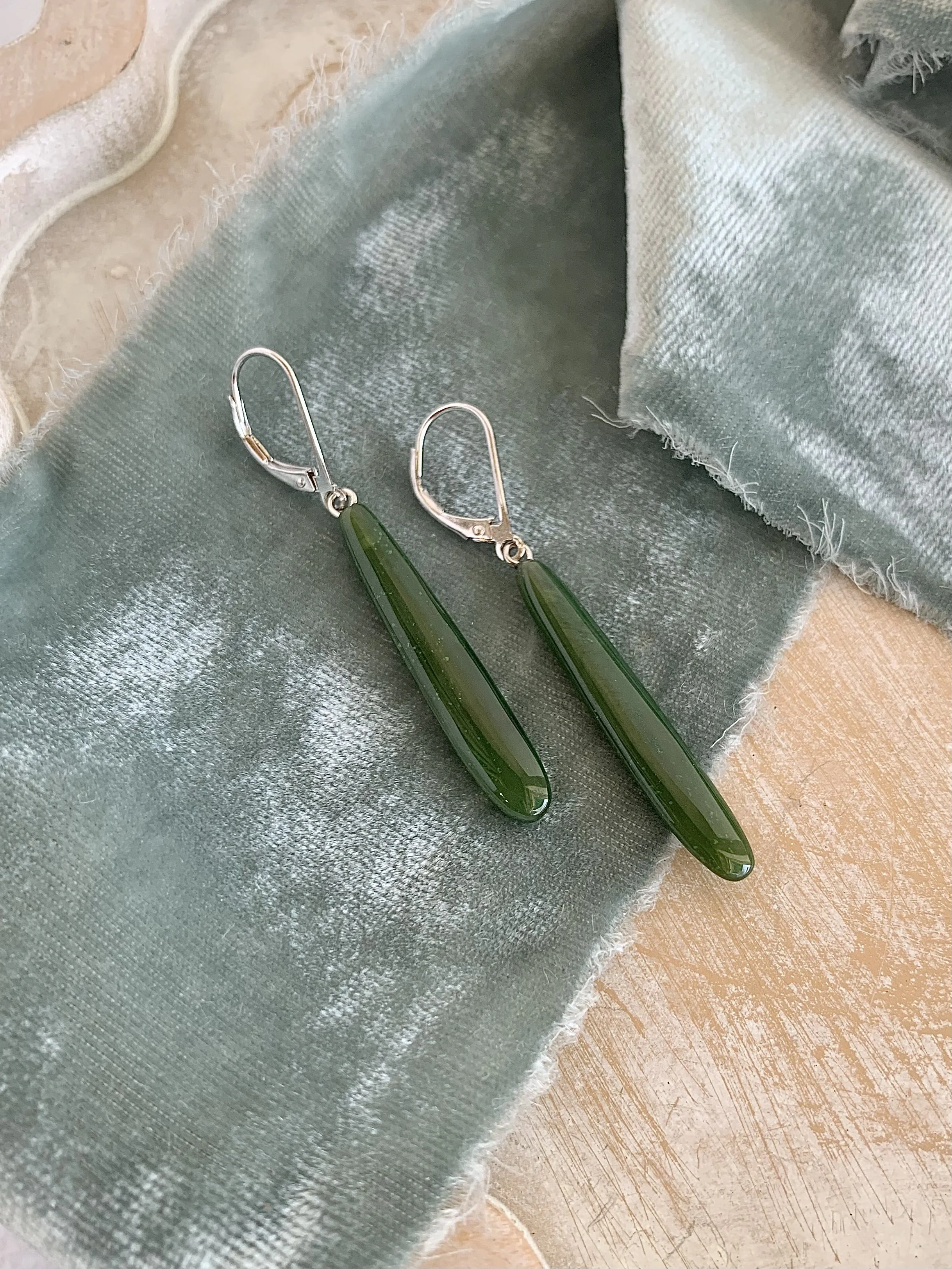 Jade Blossom Silver Earrings