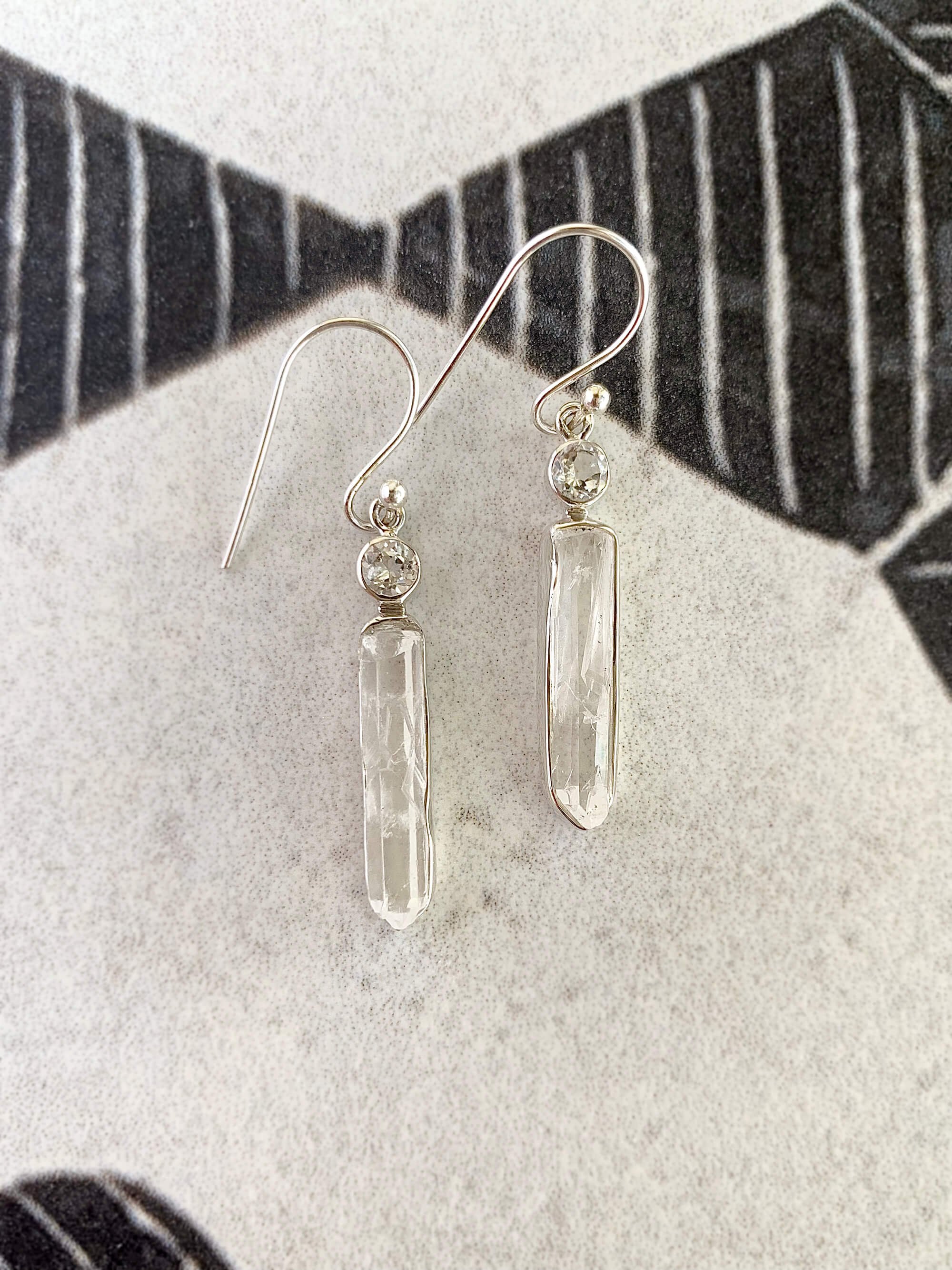 Quartz White Topaz Silver Earrings