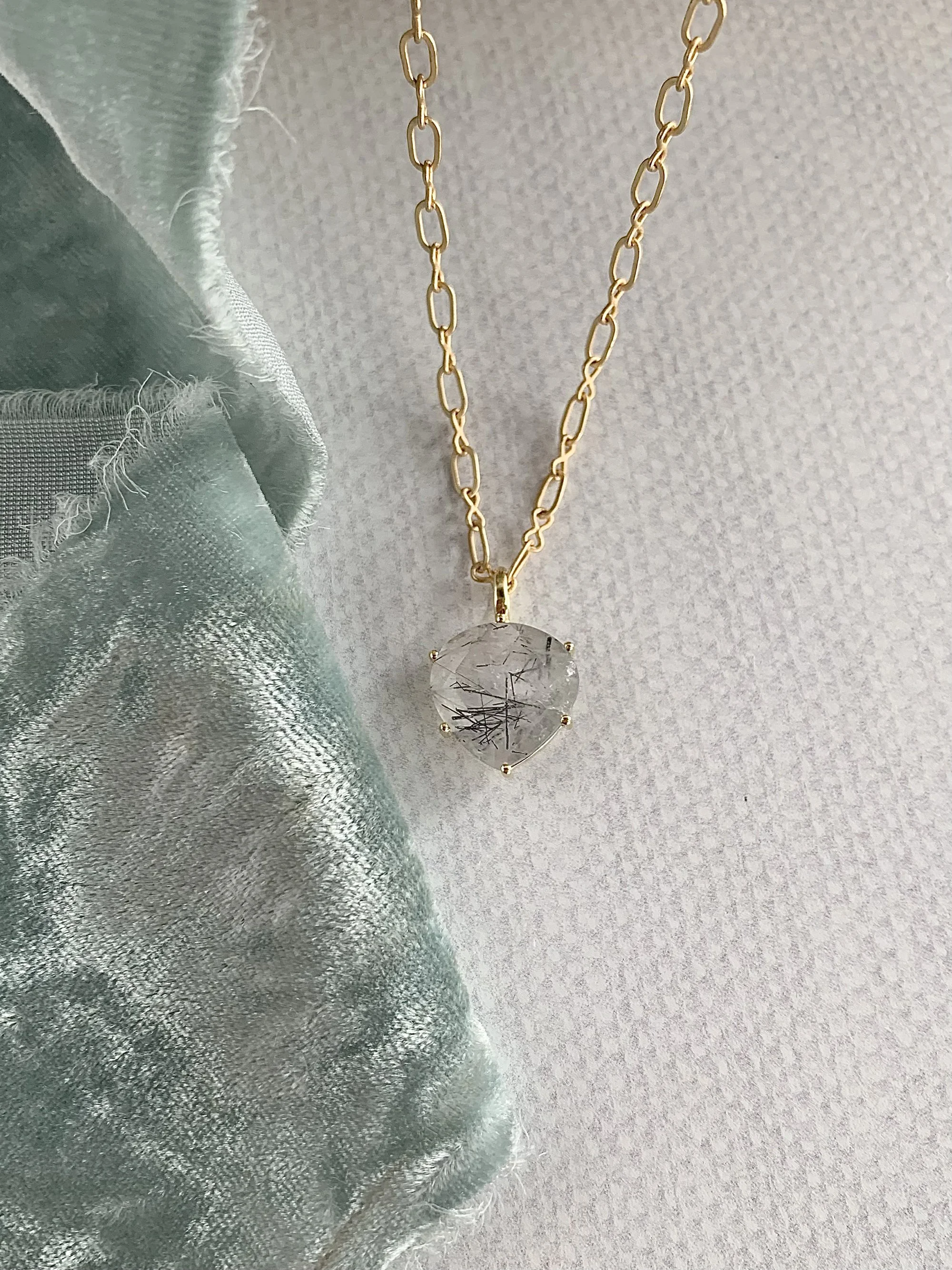 Salt & Pepper Rutile Gold Fill Necklace