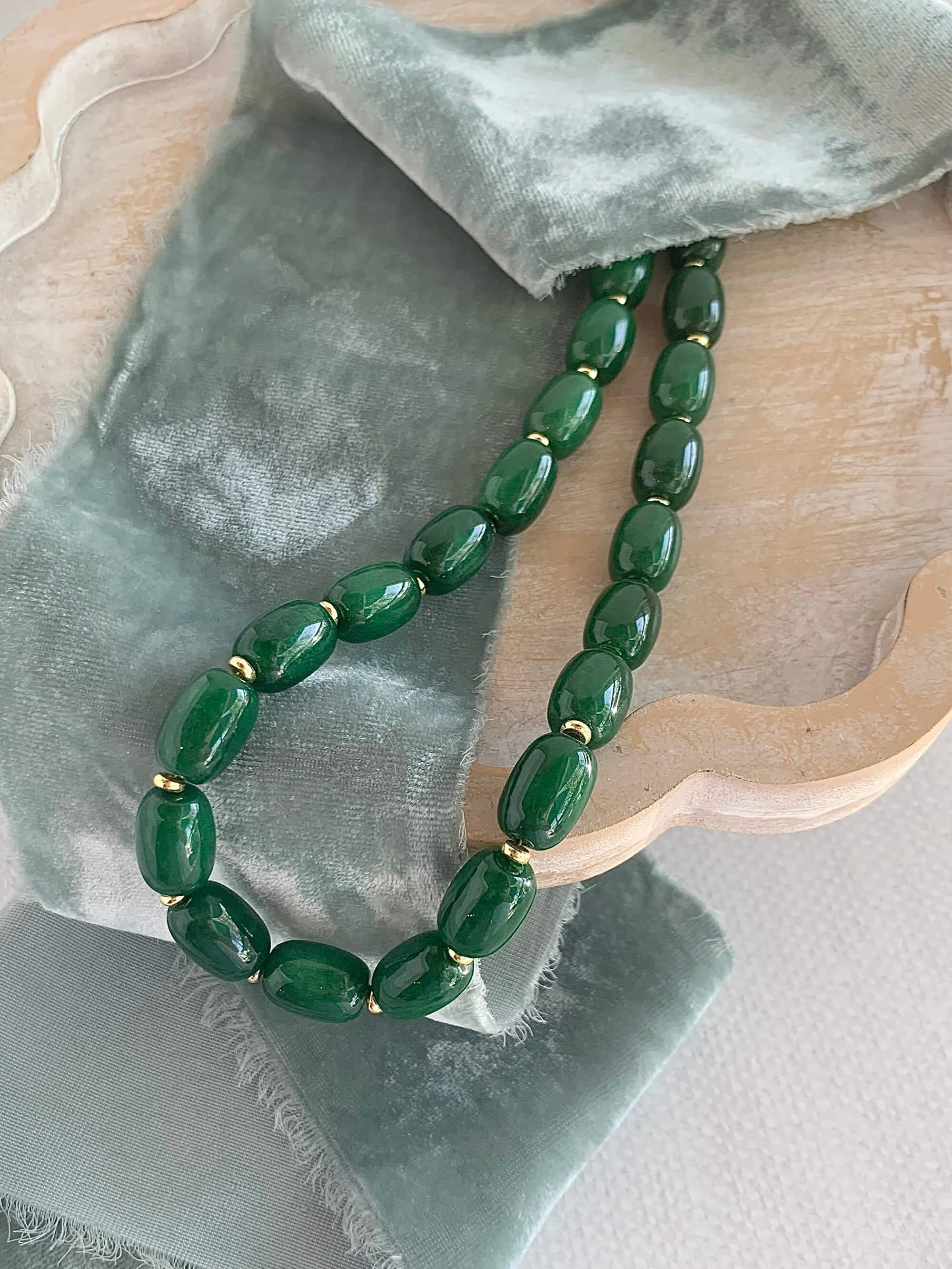 Barrel Jade Mixed Metal Necklace