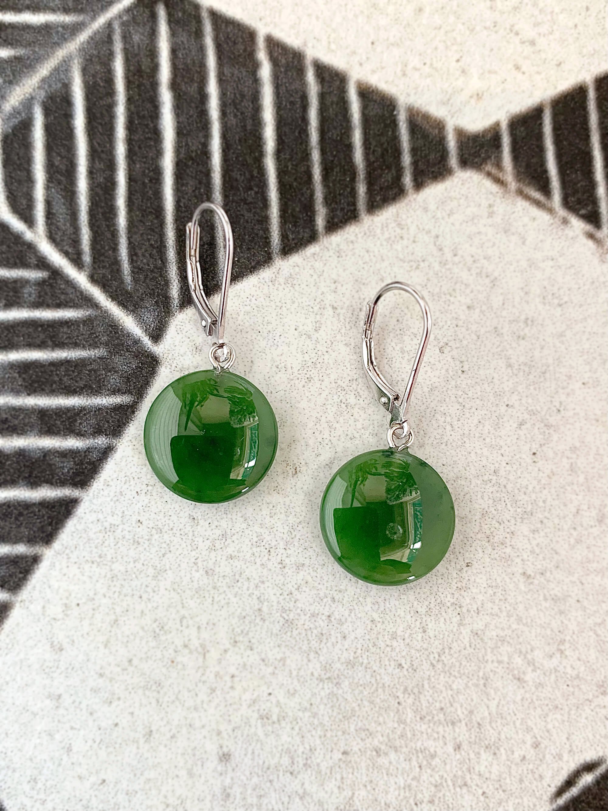 Lucky Jade Silver Earrings