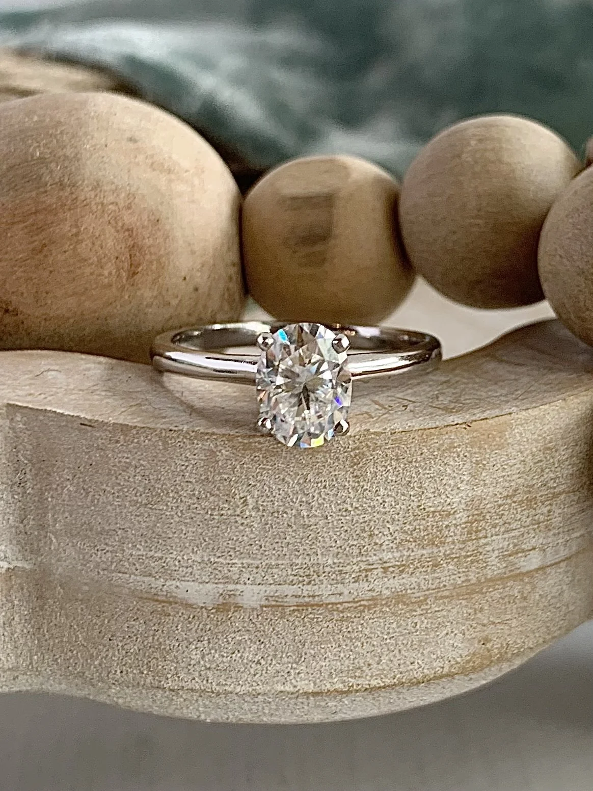 Ashleigh Oval Moissanite 14k White Gold Engagement Ring