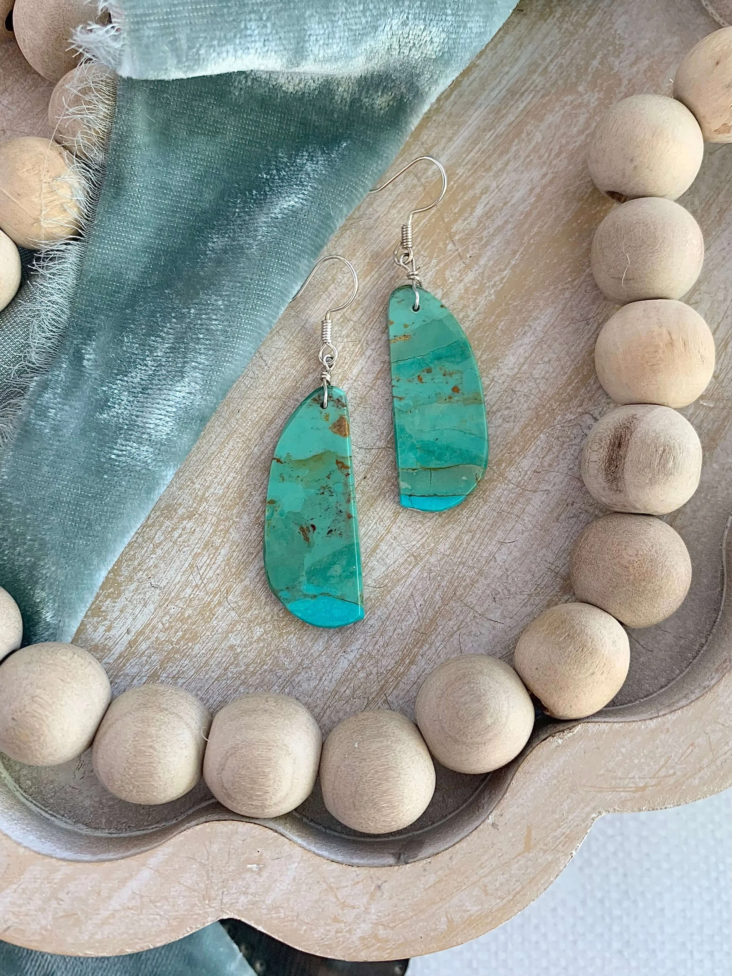 Cliffside Turquoise Silver Slab Earrings