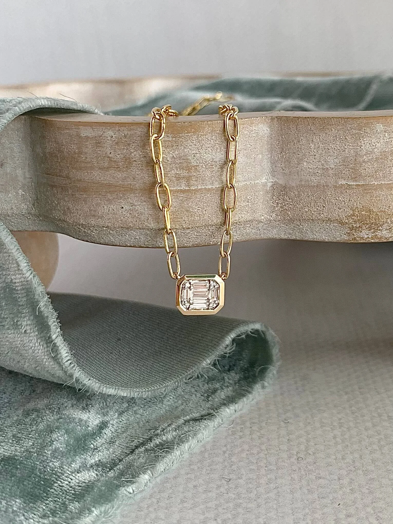 Urban Diamond Paperclip 14k Yellow Gold Necklace