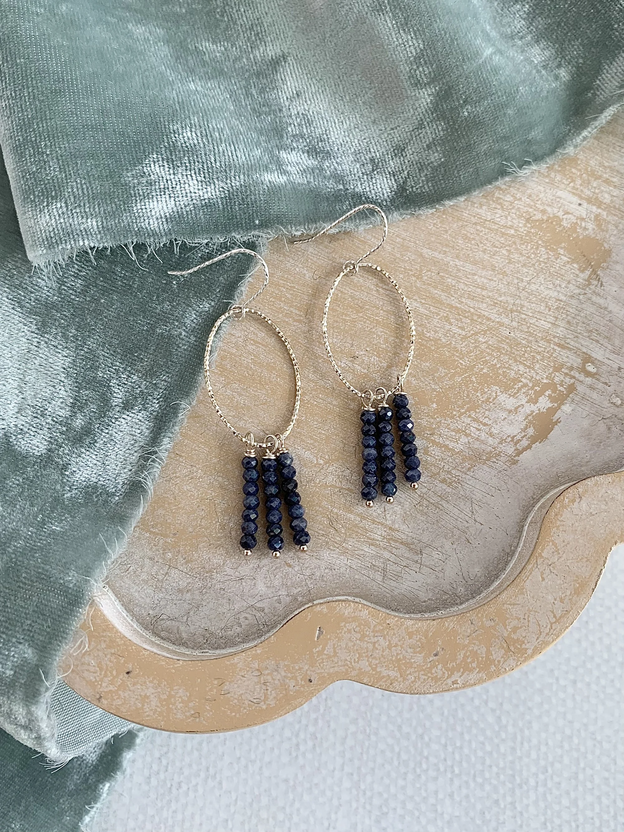 Sapphire Tassel Silver Earrings