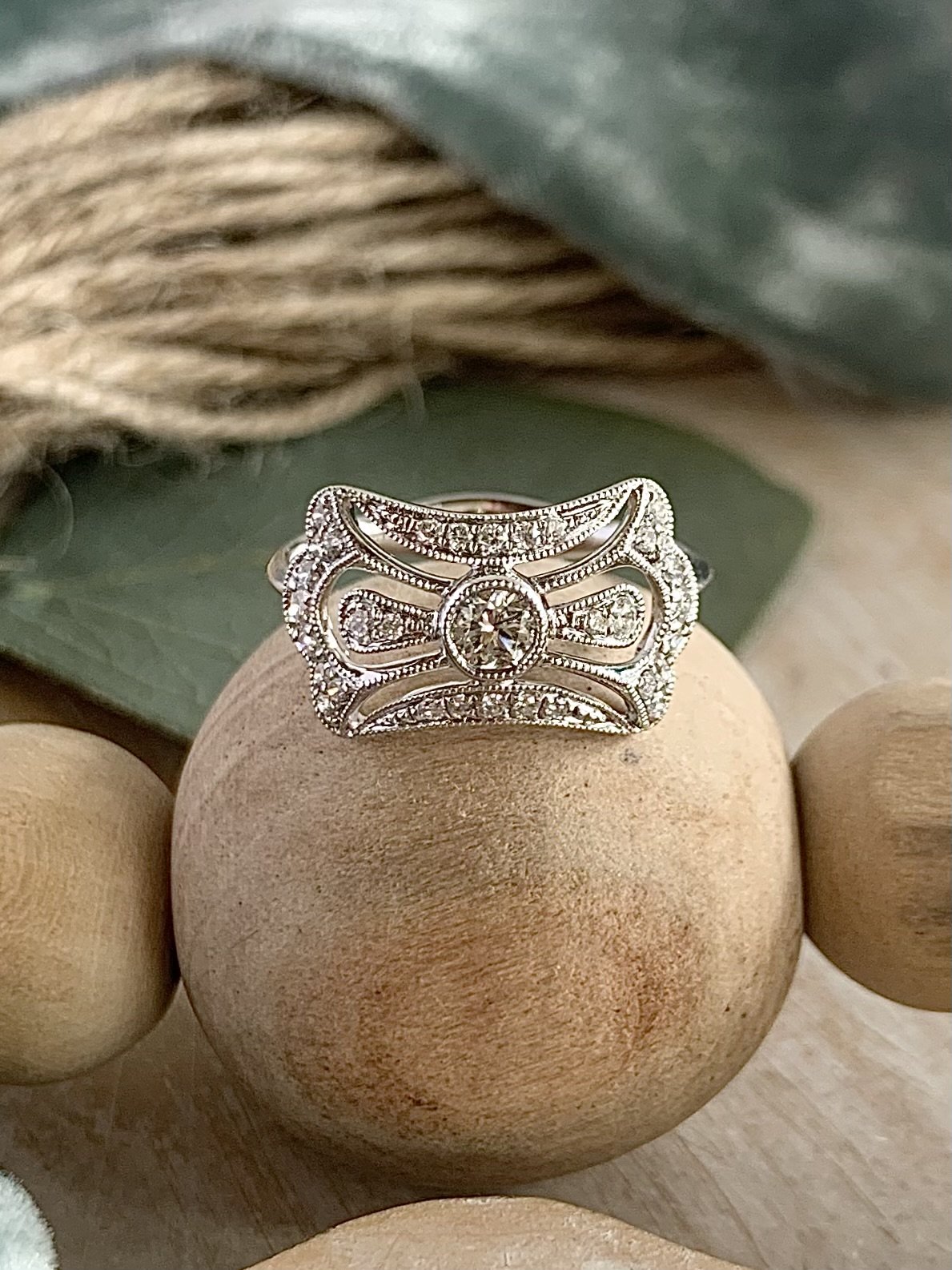 Theodora 14k White Gold Vintage-inspired Diamond Engagement Ring