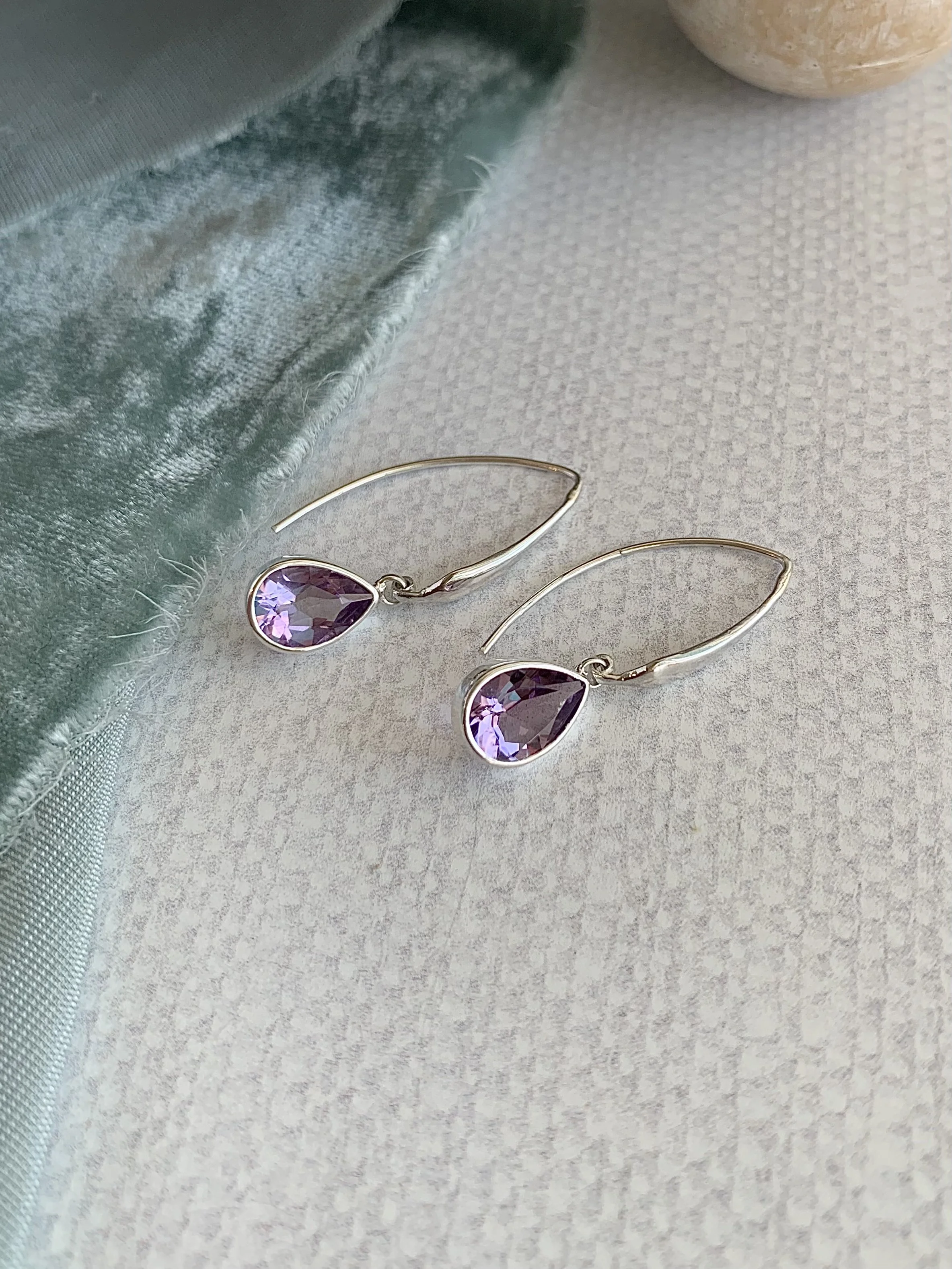 Amethyst Drop Silver Earrings