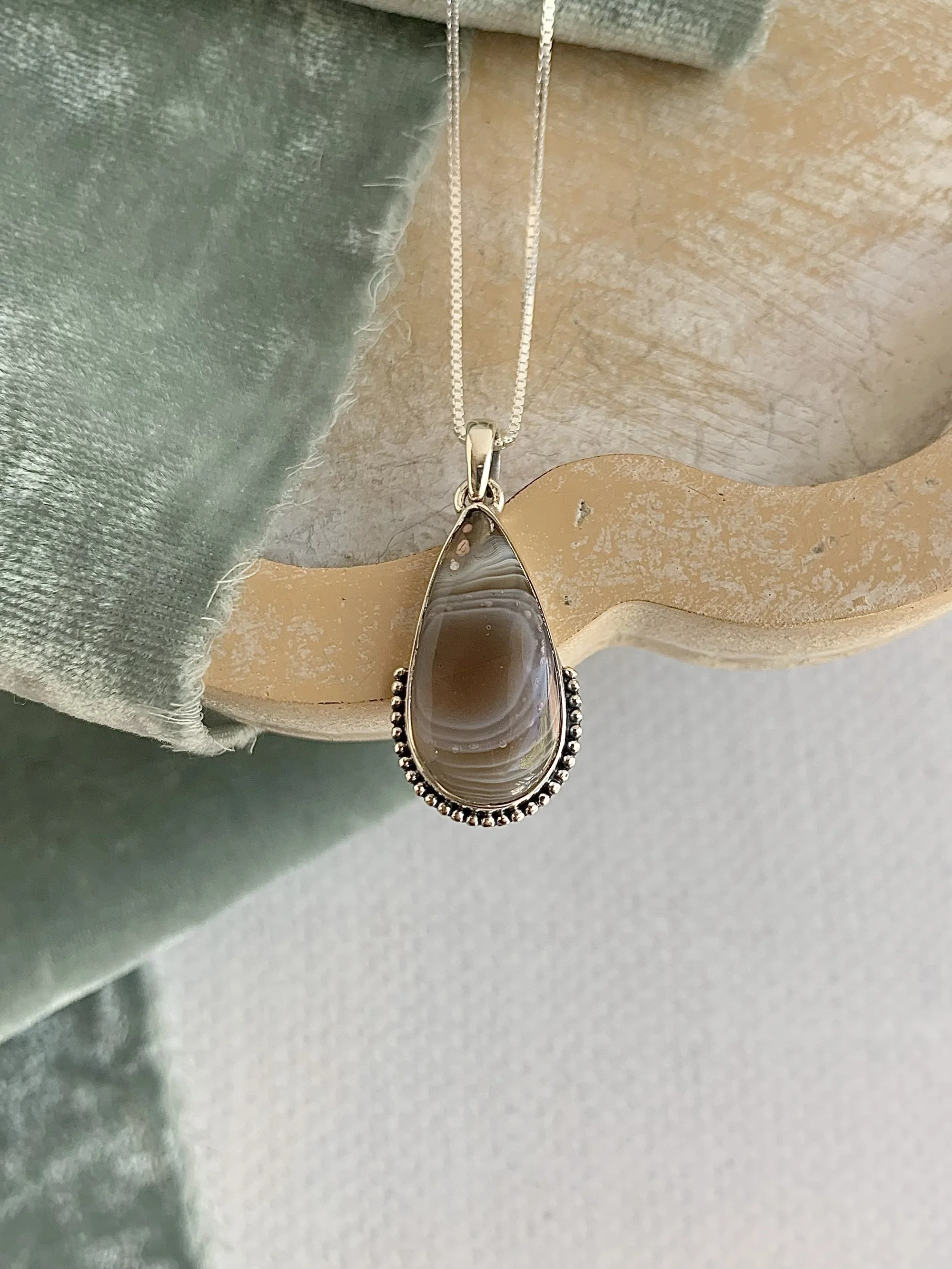 Botswana Agate Silver Necklace