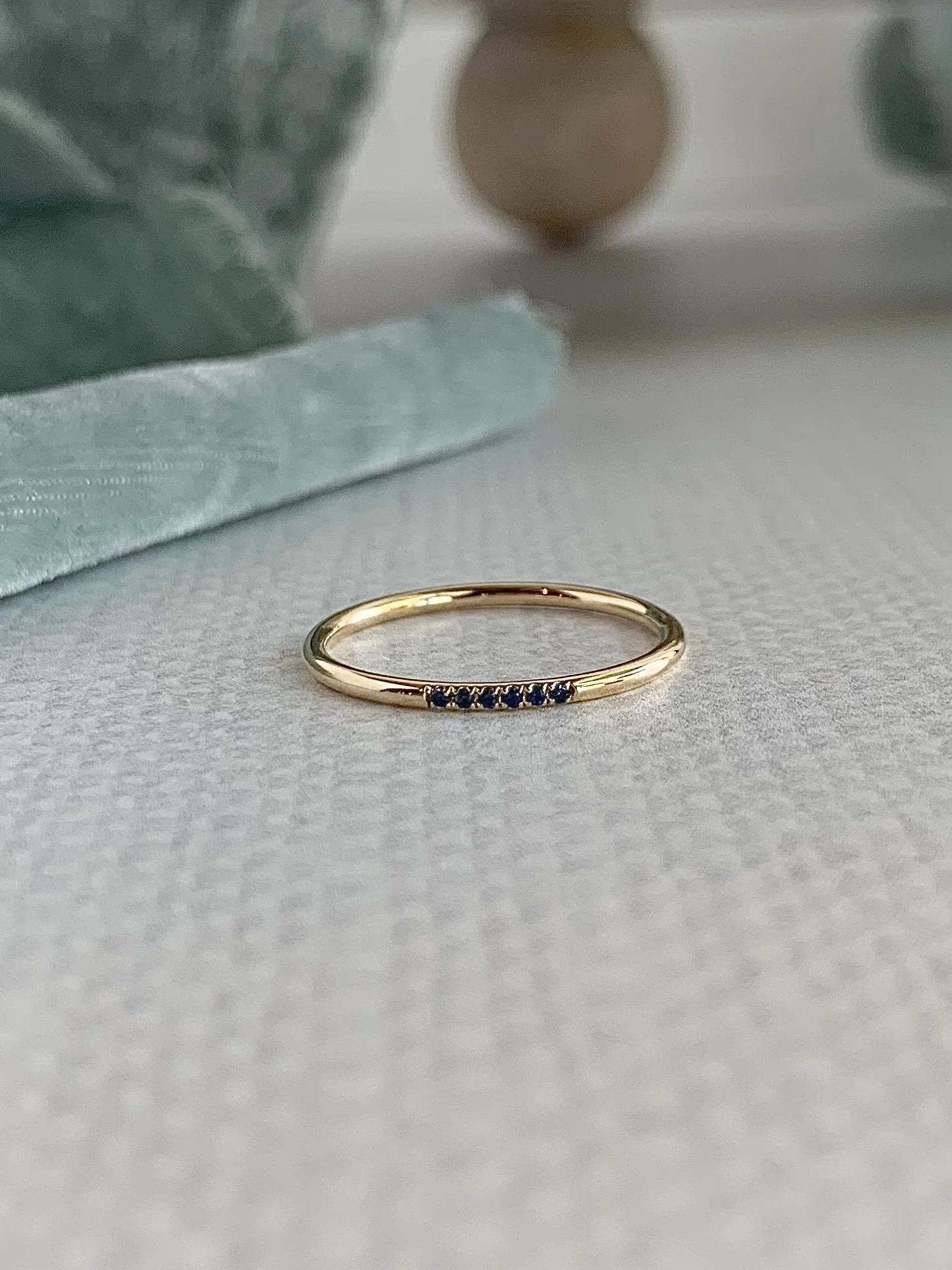 Dainty Sapphire 14k Yellow Gold Stacker Ring