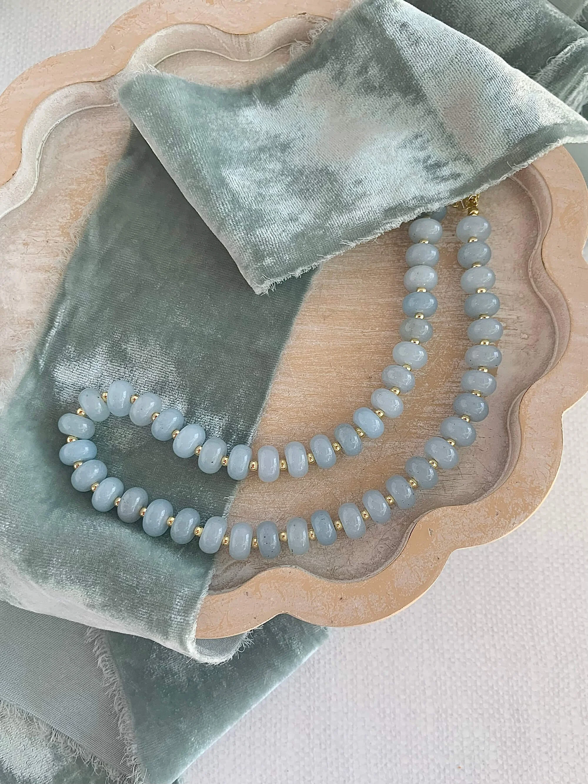 Blue Chalcedony Mixed Metal Necklace