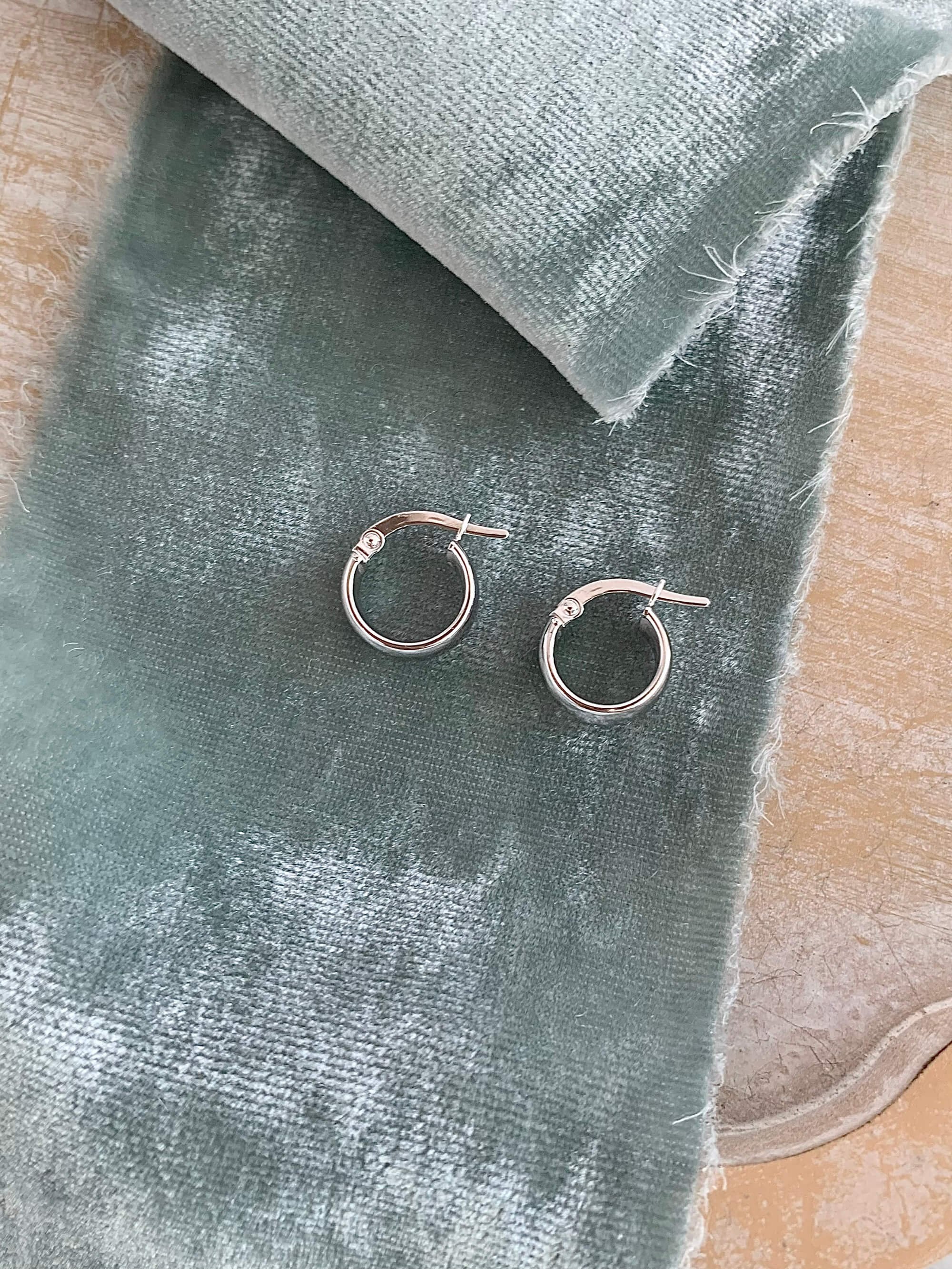 Wide Classic 14k White Gold Hoop Earrings