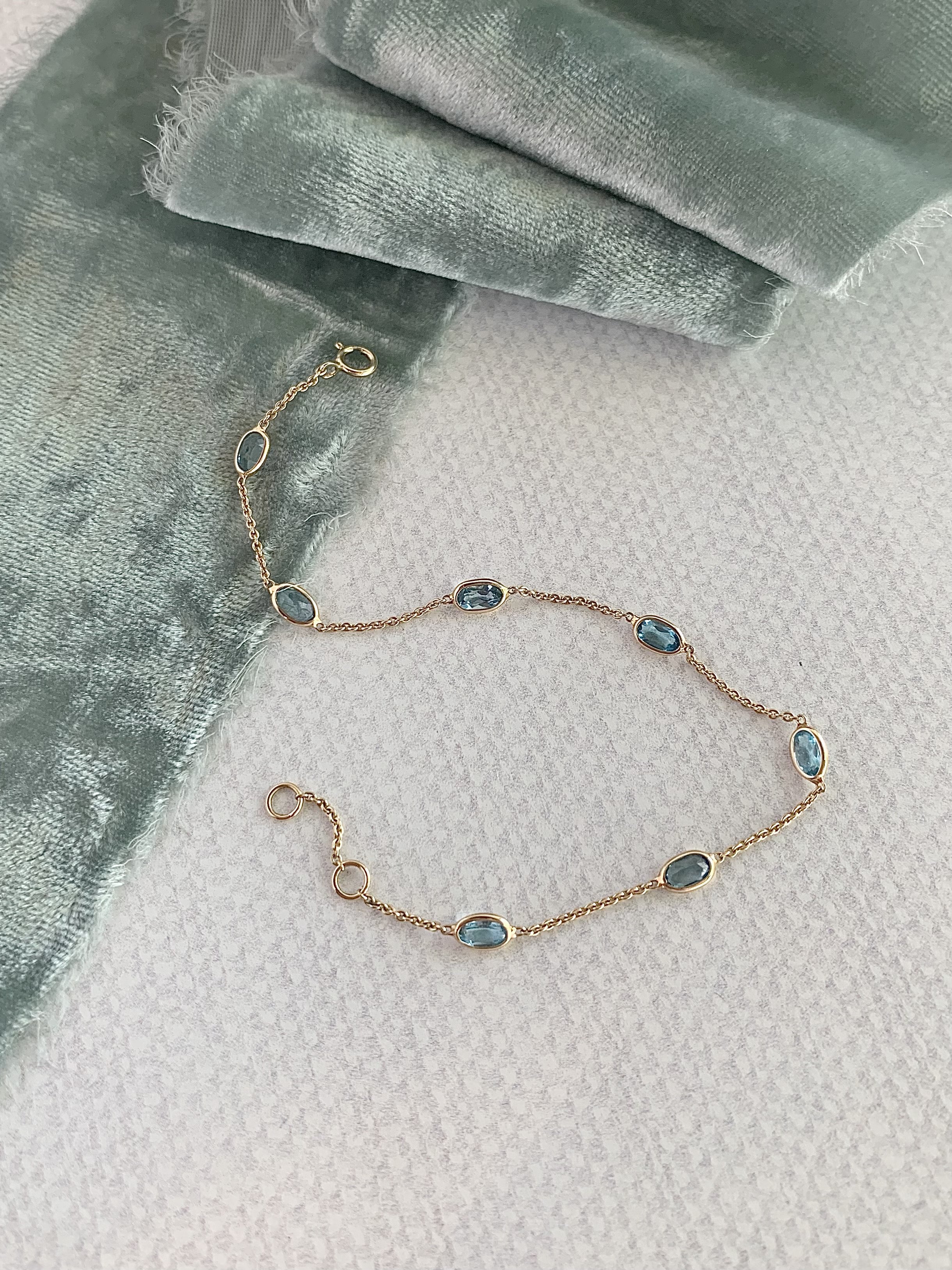Calming Blue Topaz 14k Yellow Gold Bracelet