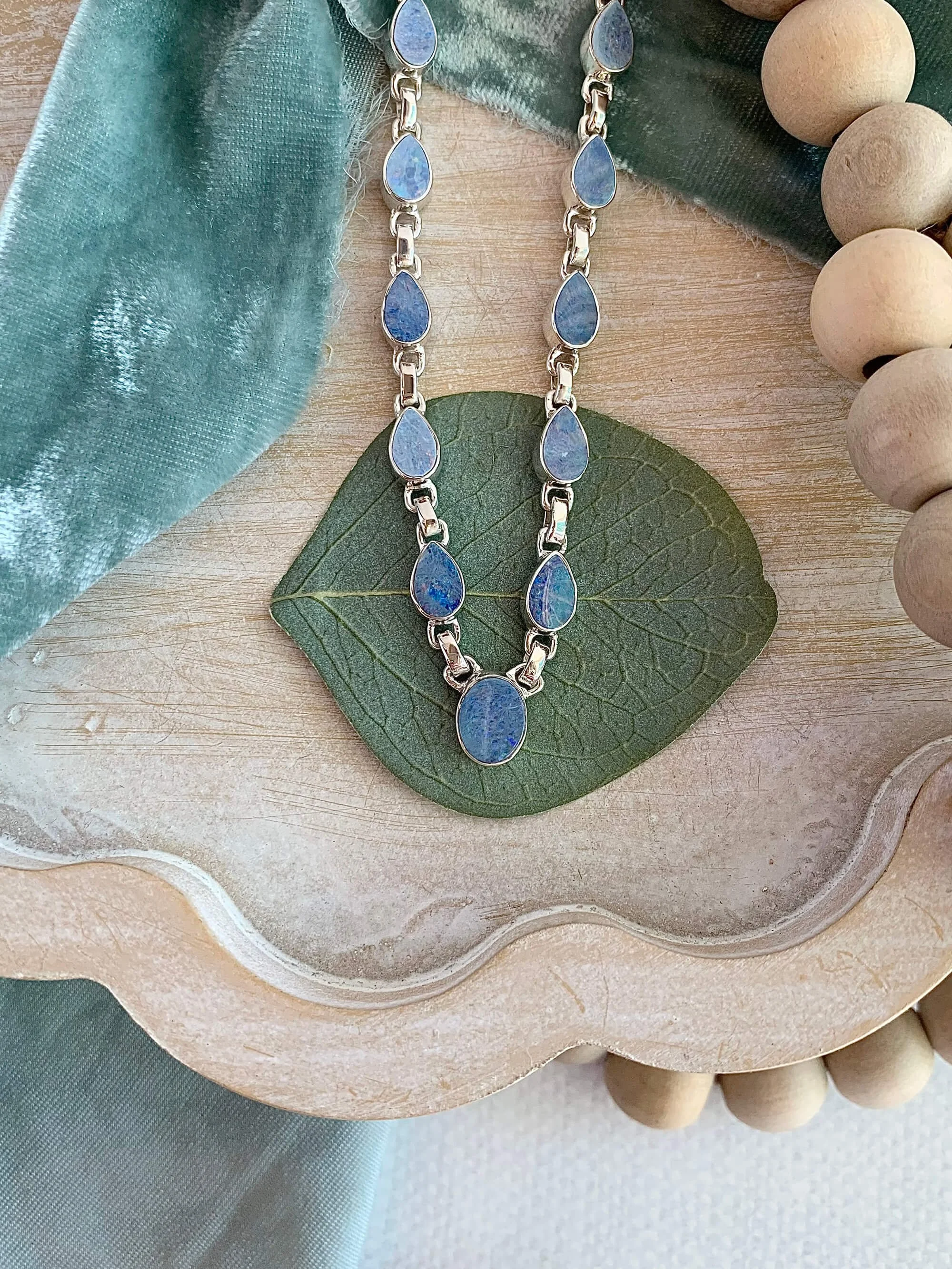 Statement Australian Opal Silver Necklace
