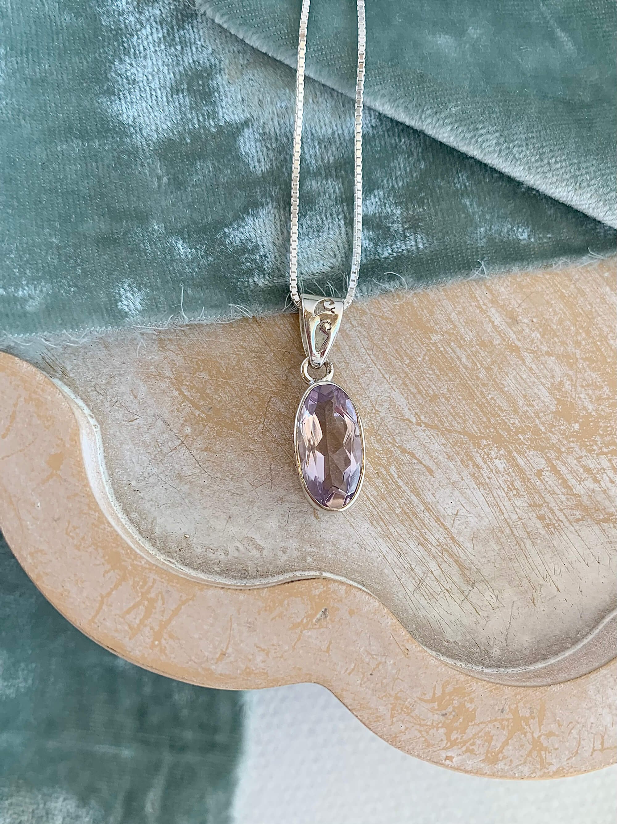 Lavendar Amethyst Silver Necklace