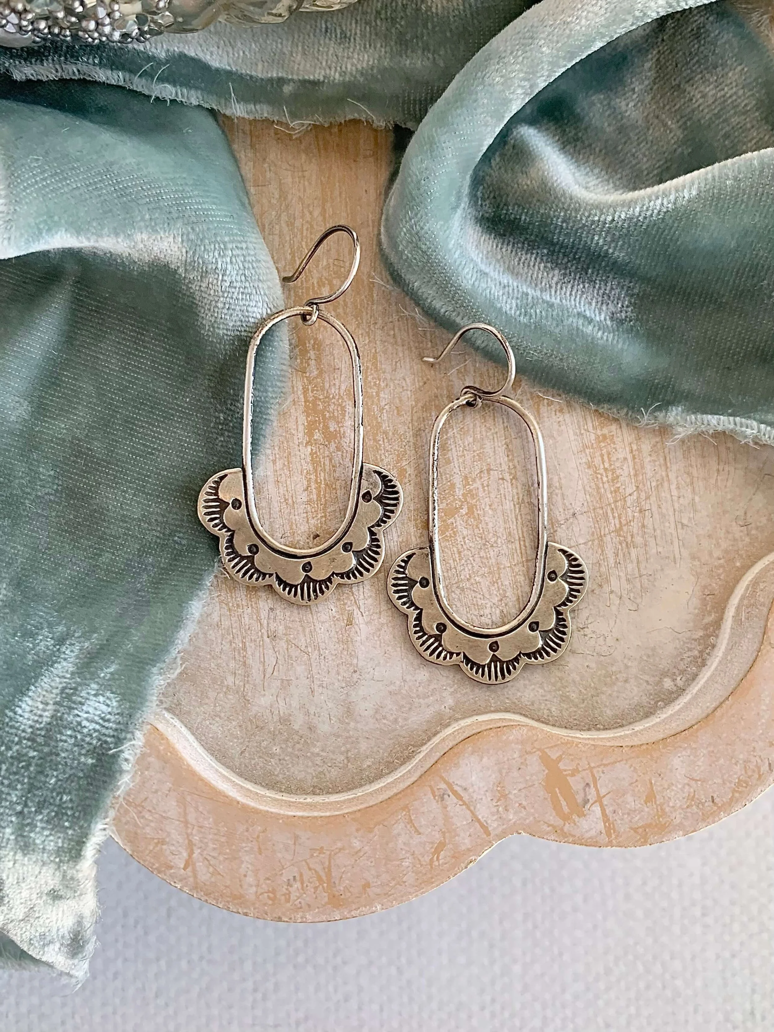 Columbine Stamped Silver Earrings