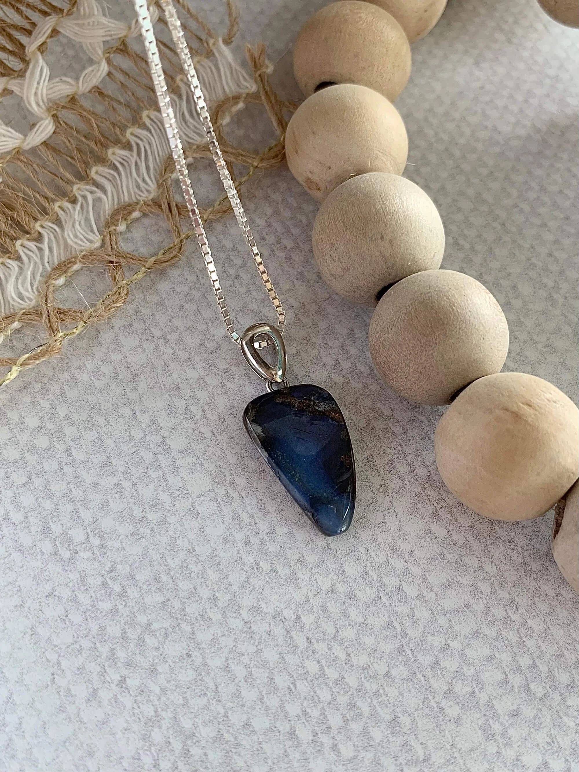 Natural Boulder Opal Silver Necklace