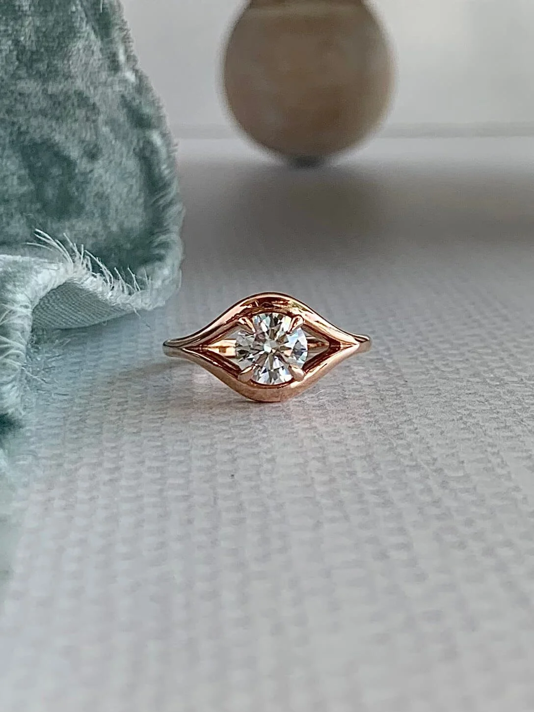 Kali .97ct Round Moissanite 14k Rose Gold Engagement Ring