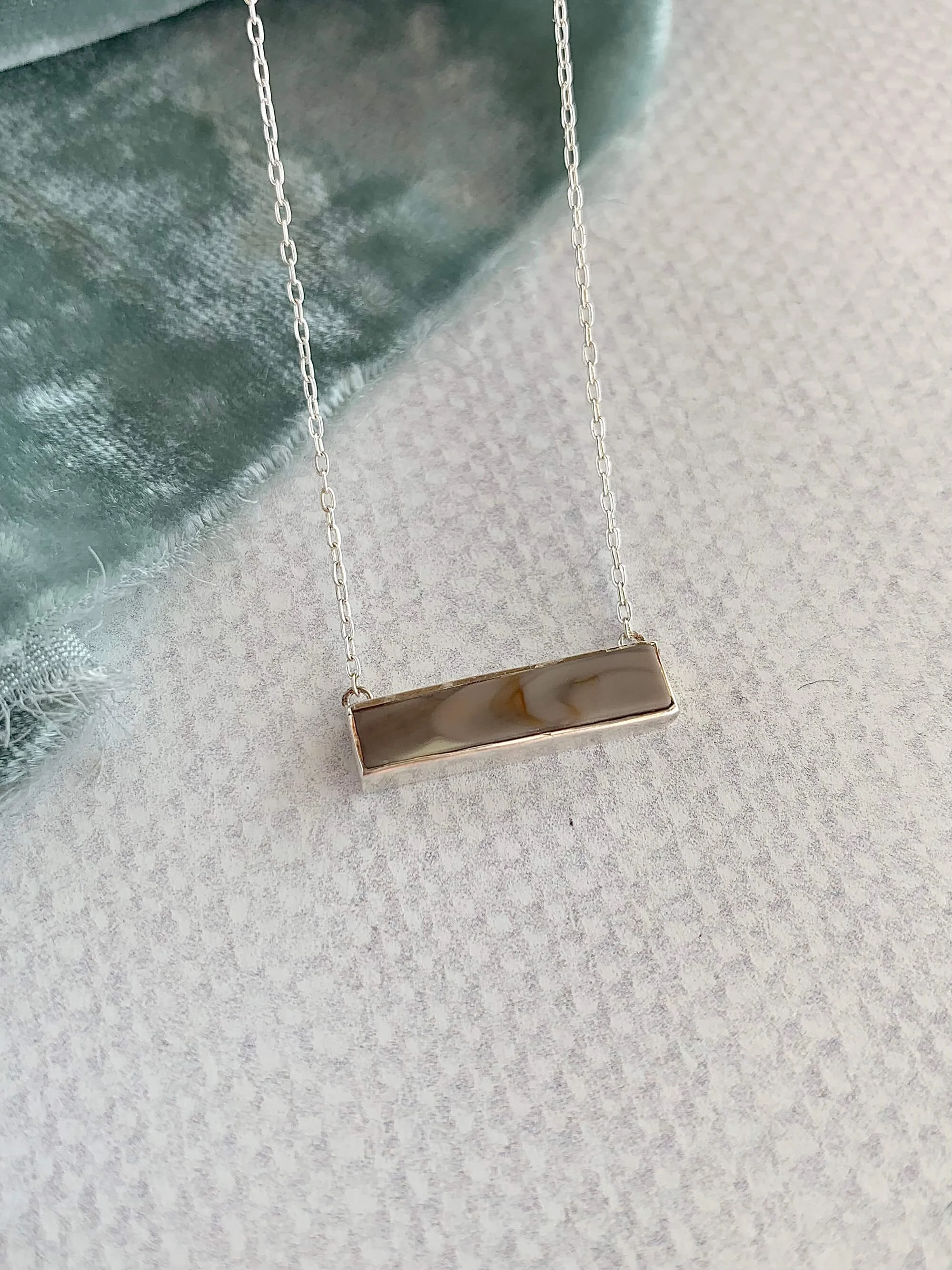 Imperial Jasper Bar Silver Necklace