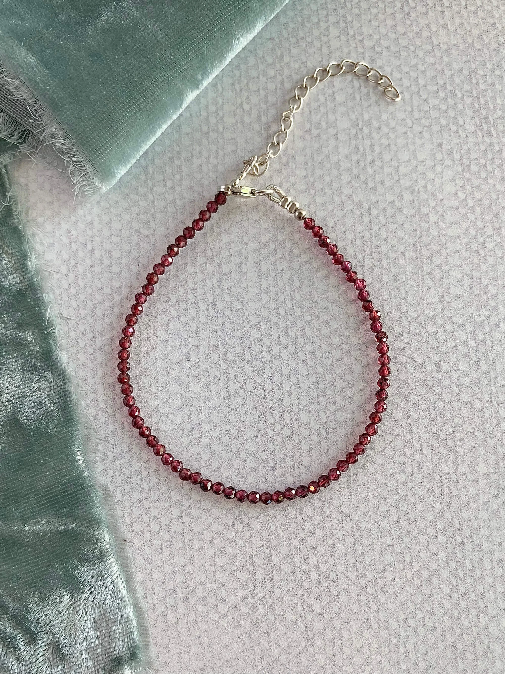 Pretty Garnet Silver Bracelet