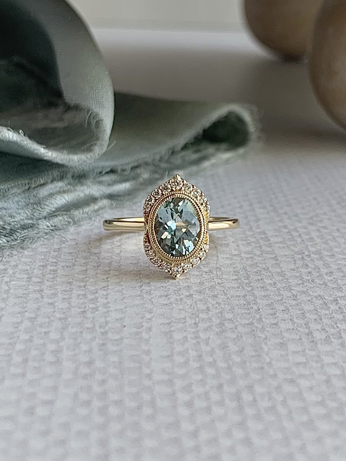 Gloria Aquamarine Diamond 14k Yellow Gold Engagement Ring