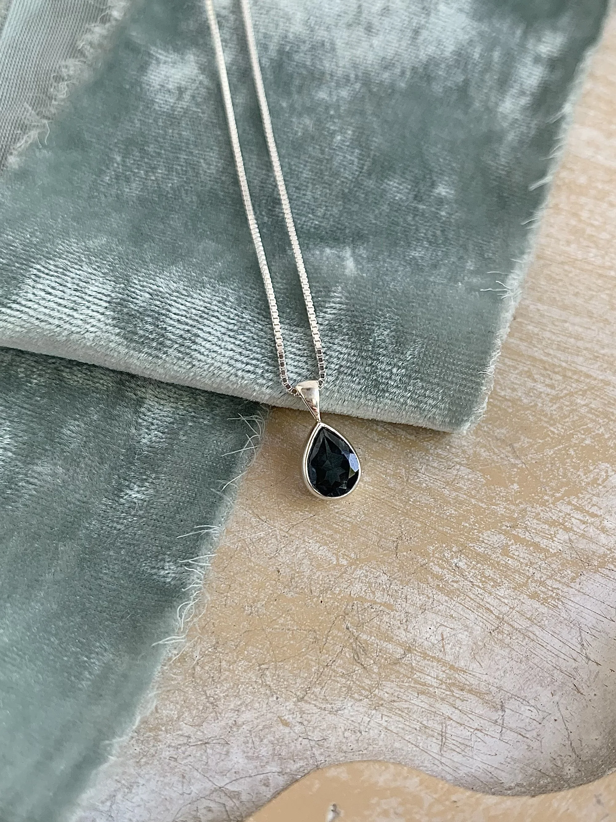 Pear Cut London Blue Topaz Silver Necklace