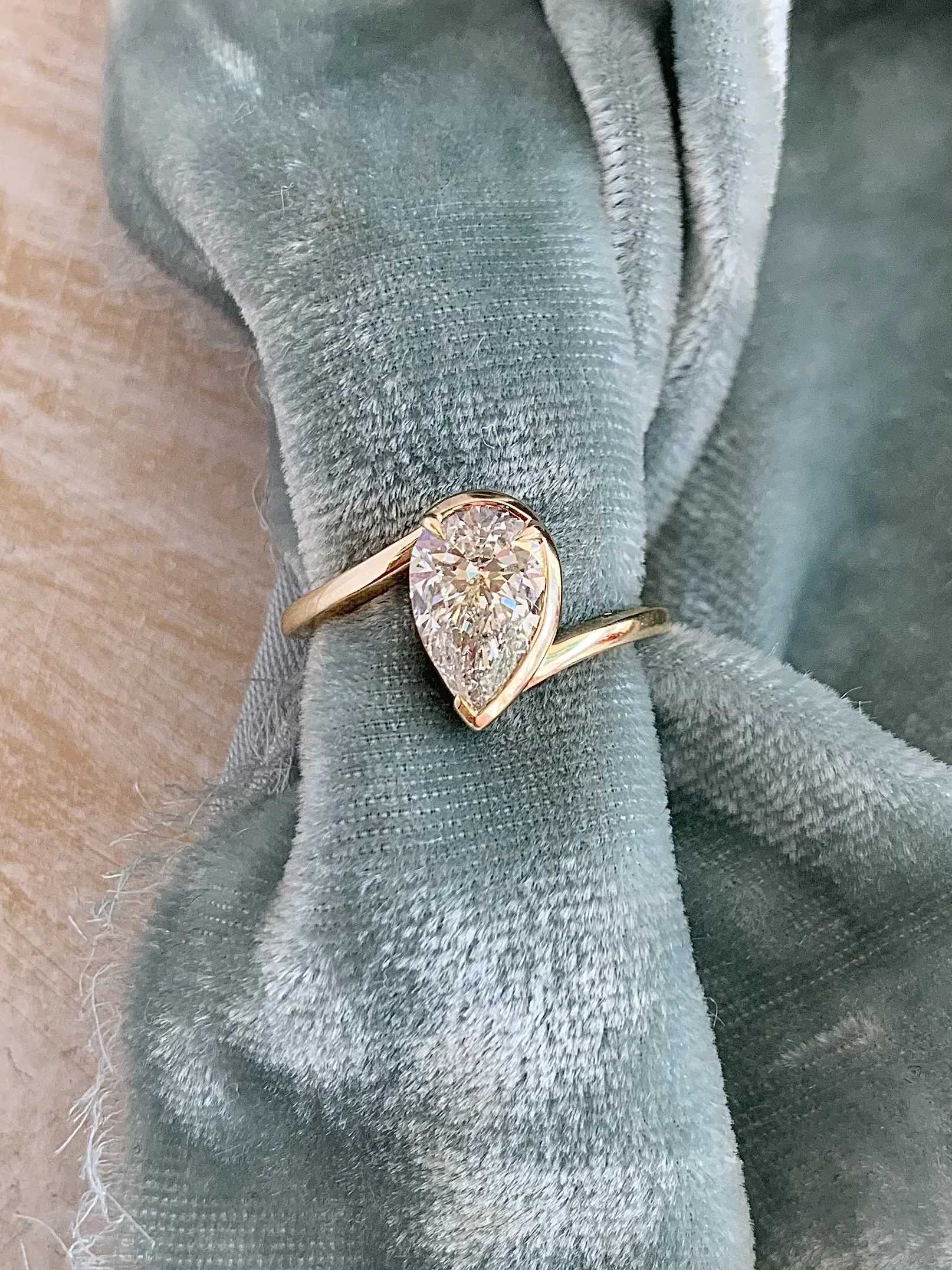 eden 1.6ct Pear Cut Lab Grown Diamond Bypass 14k Yellow Gold Engagement Ring