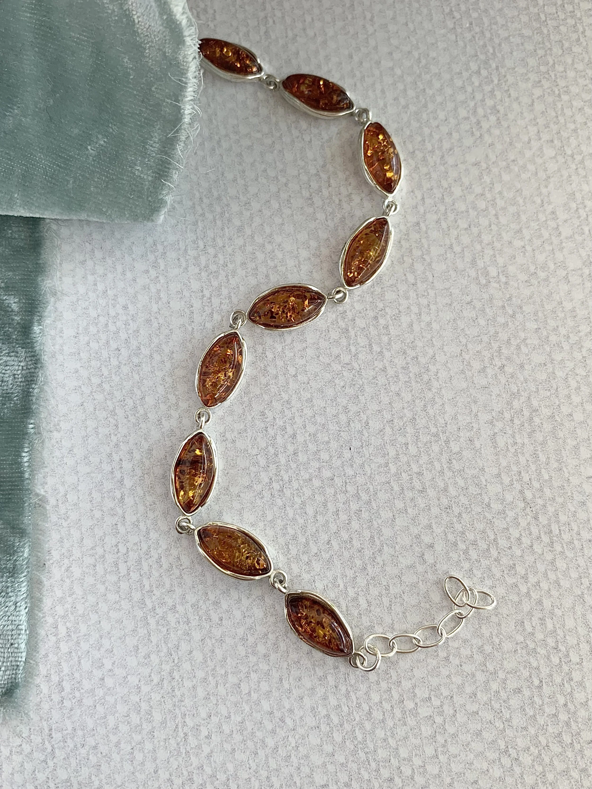 Warm Amber Silver Bracelet