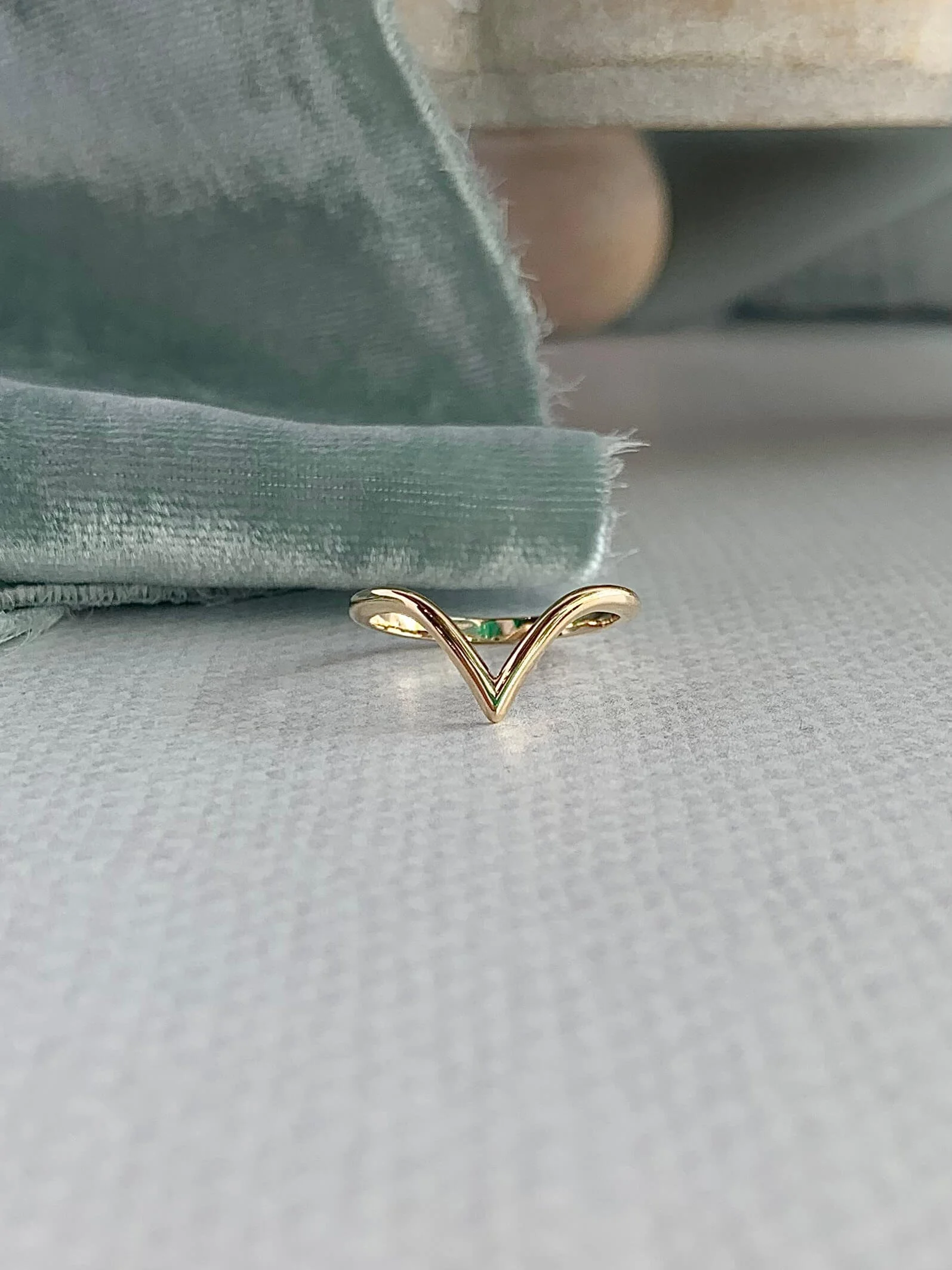 Deep V Contour 14k Yellow Gold Band