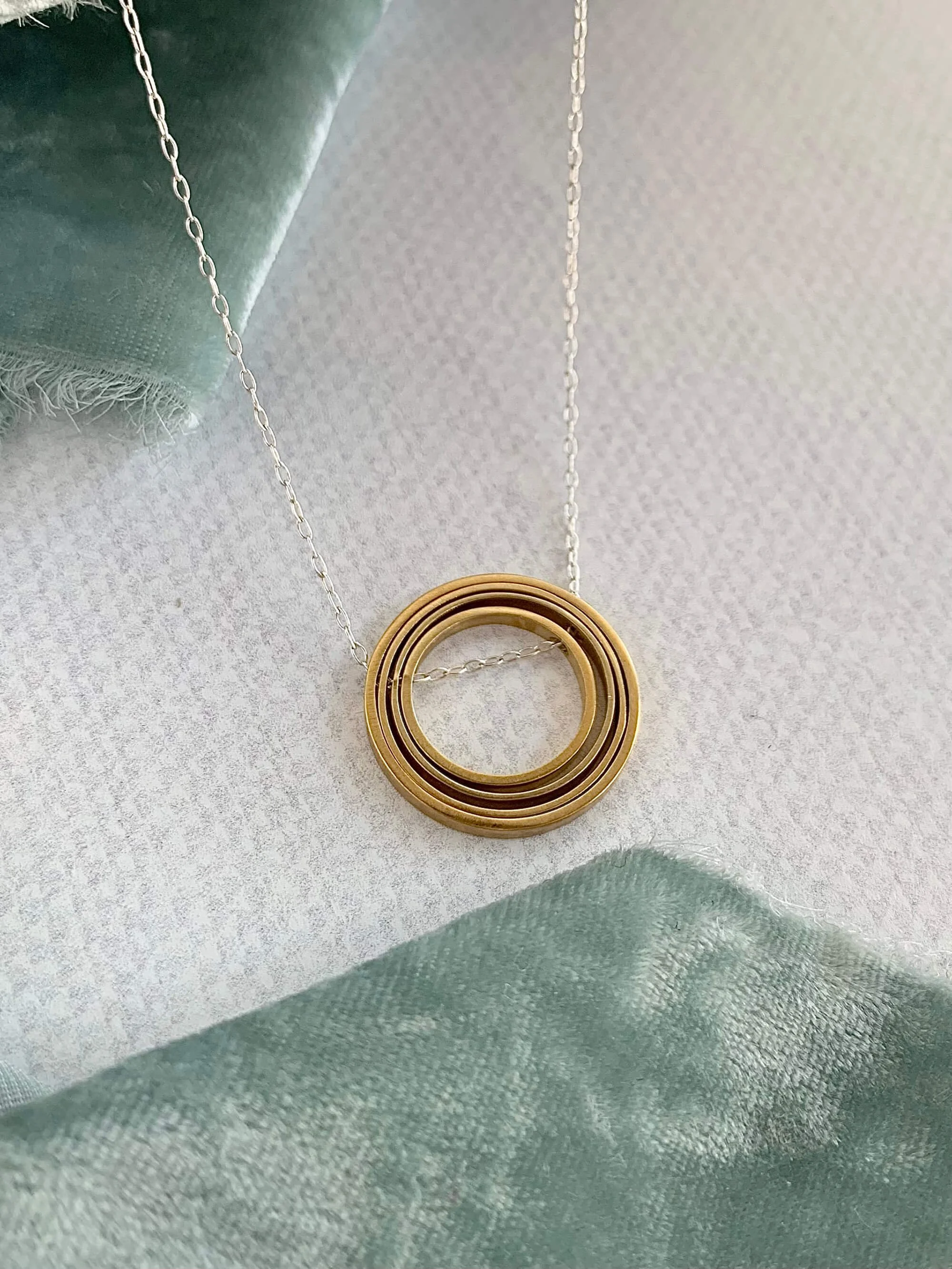 Circles in Circles Handmade Mixed Metal Necklace