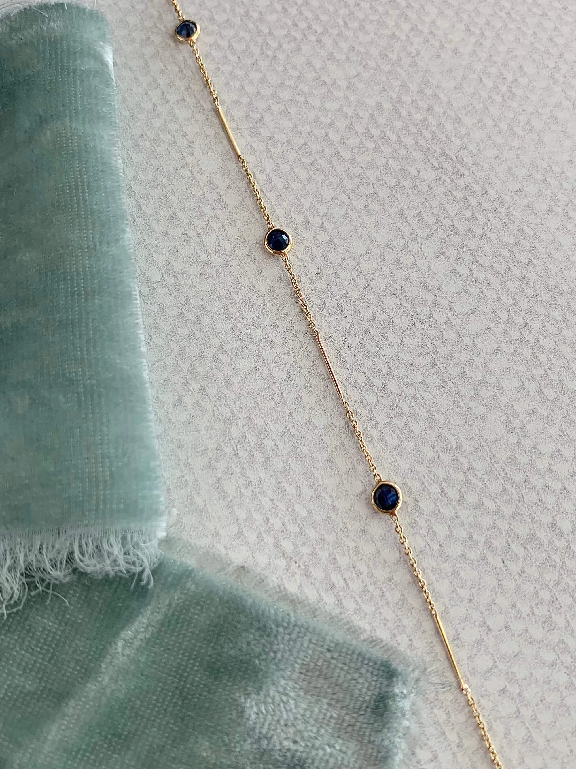 Sapphire Gold Bar 14k Yellow Gold Bracelet