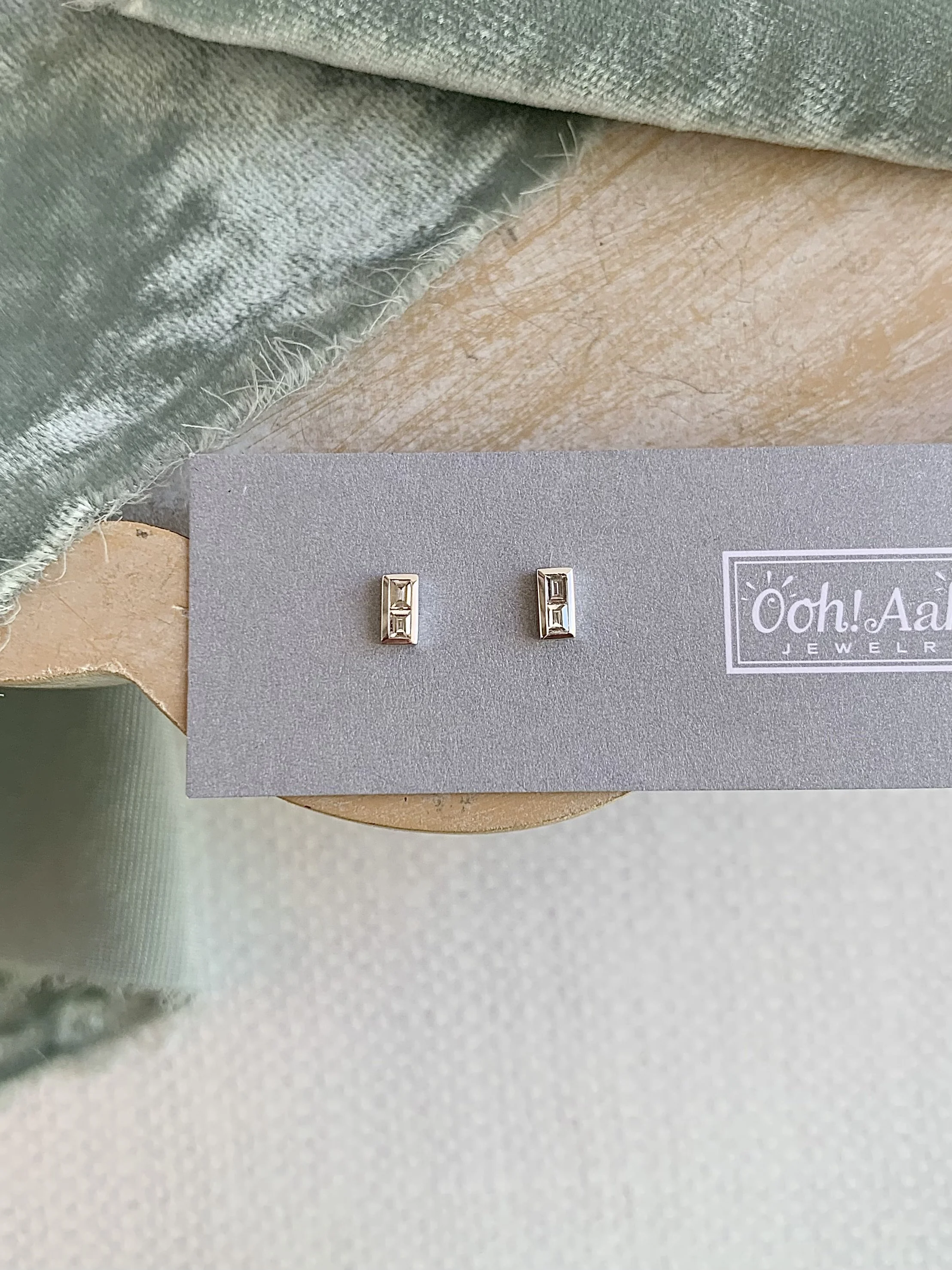 Back to Back Diamond 14k White Gold Stud Earrings