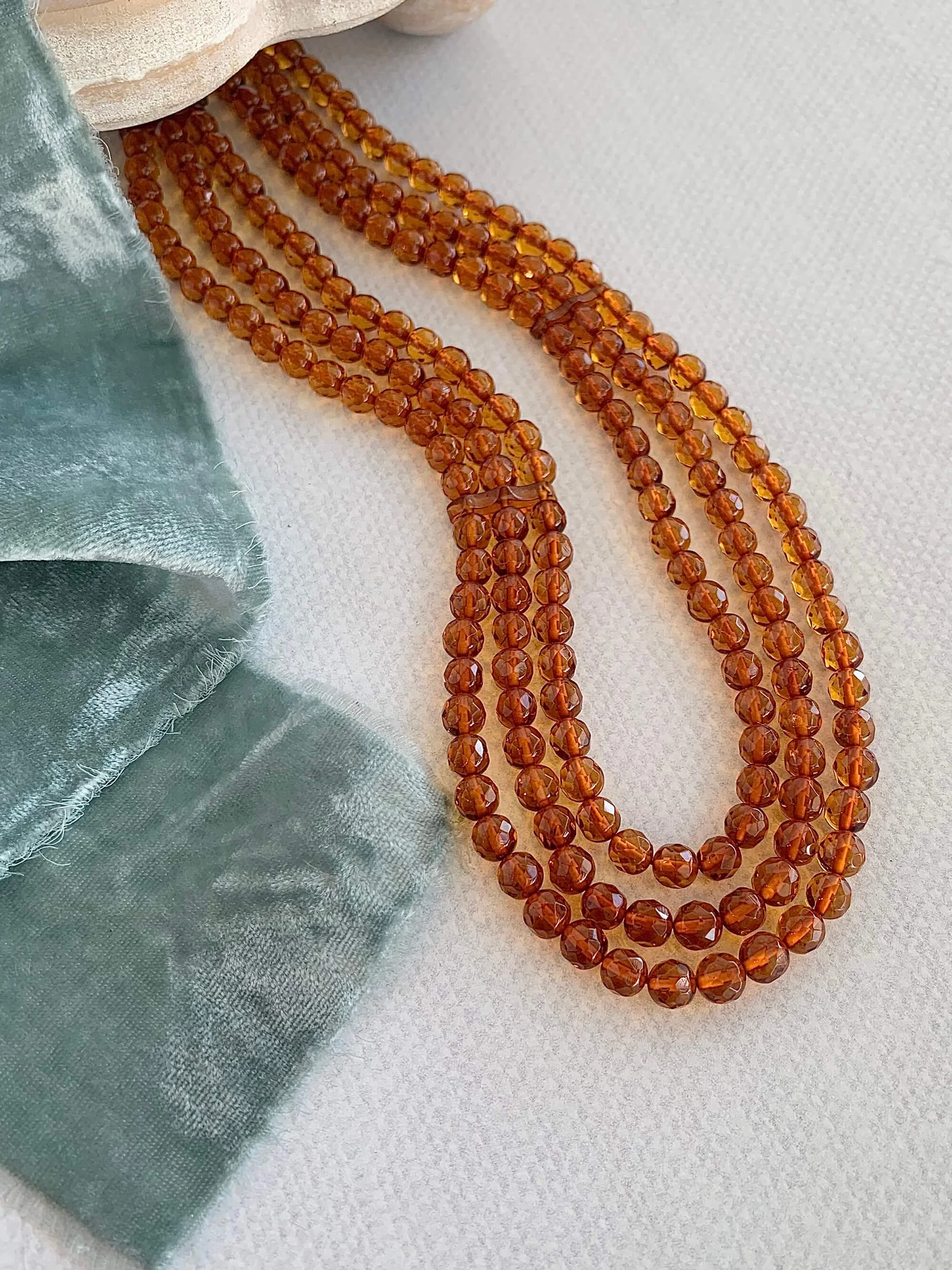 Faceted Amber Multi-Strand Necklace