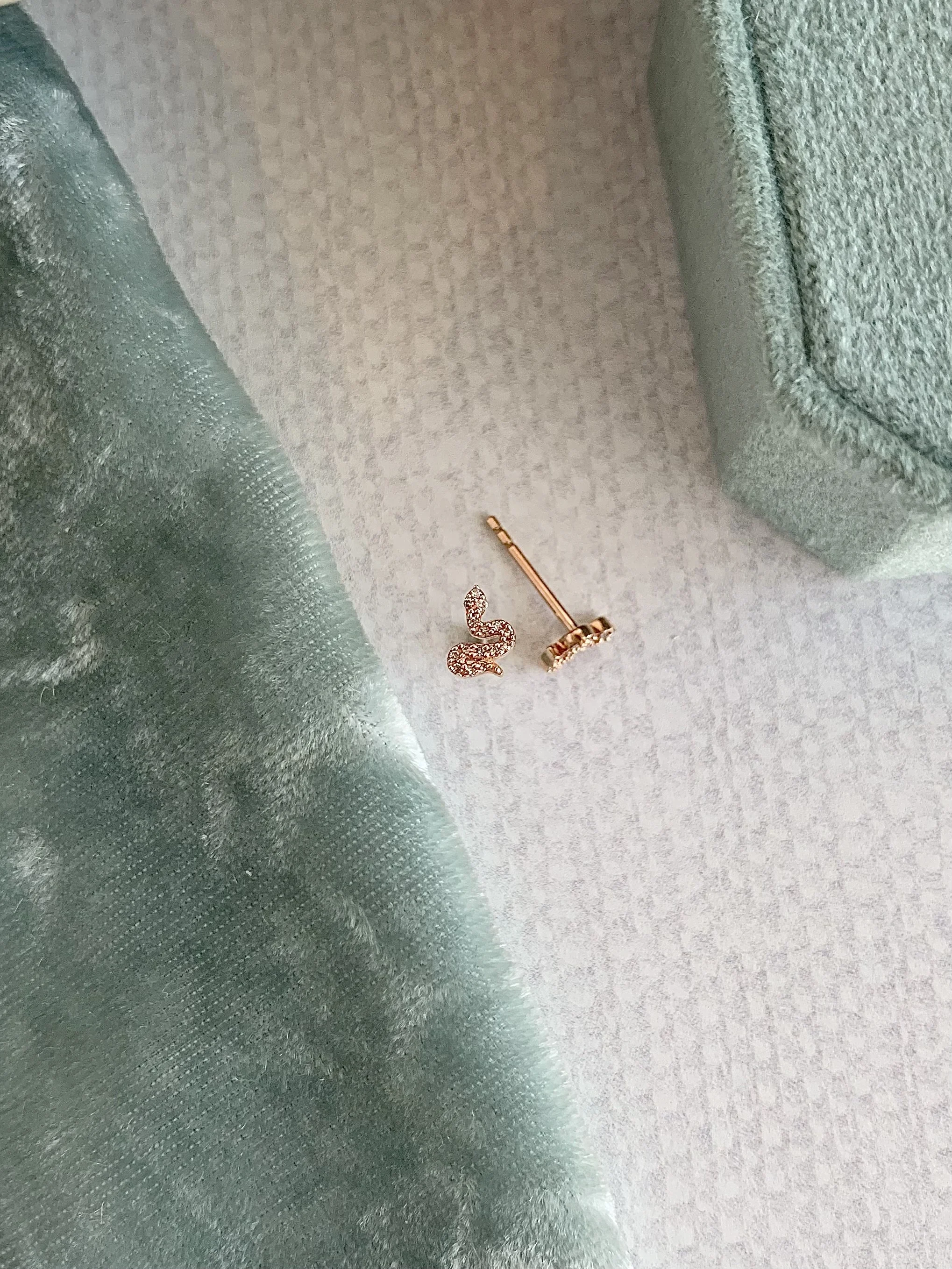 Tiny Snake Pave Diamond Stud Earrings