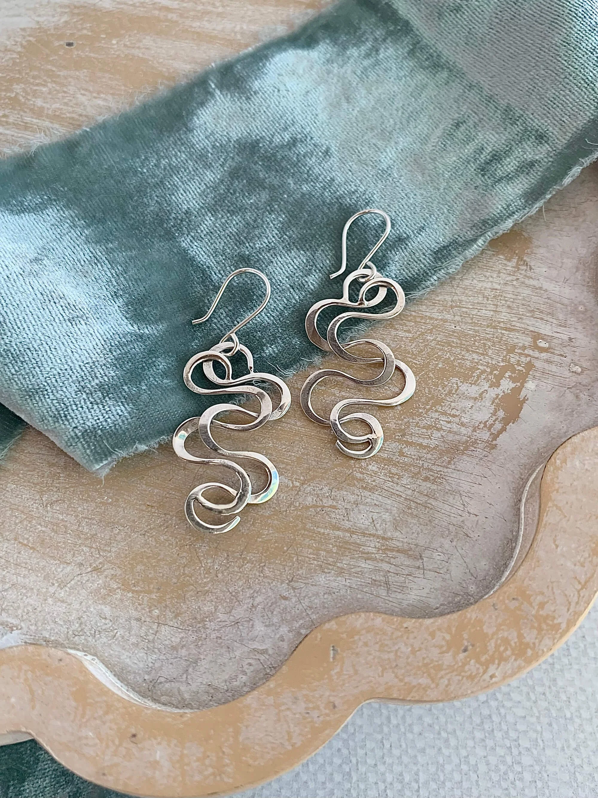 Squiggly Silver Earrings