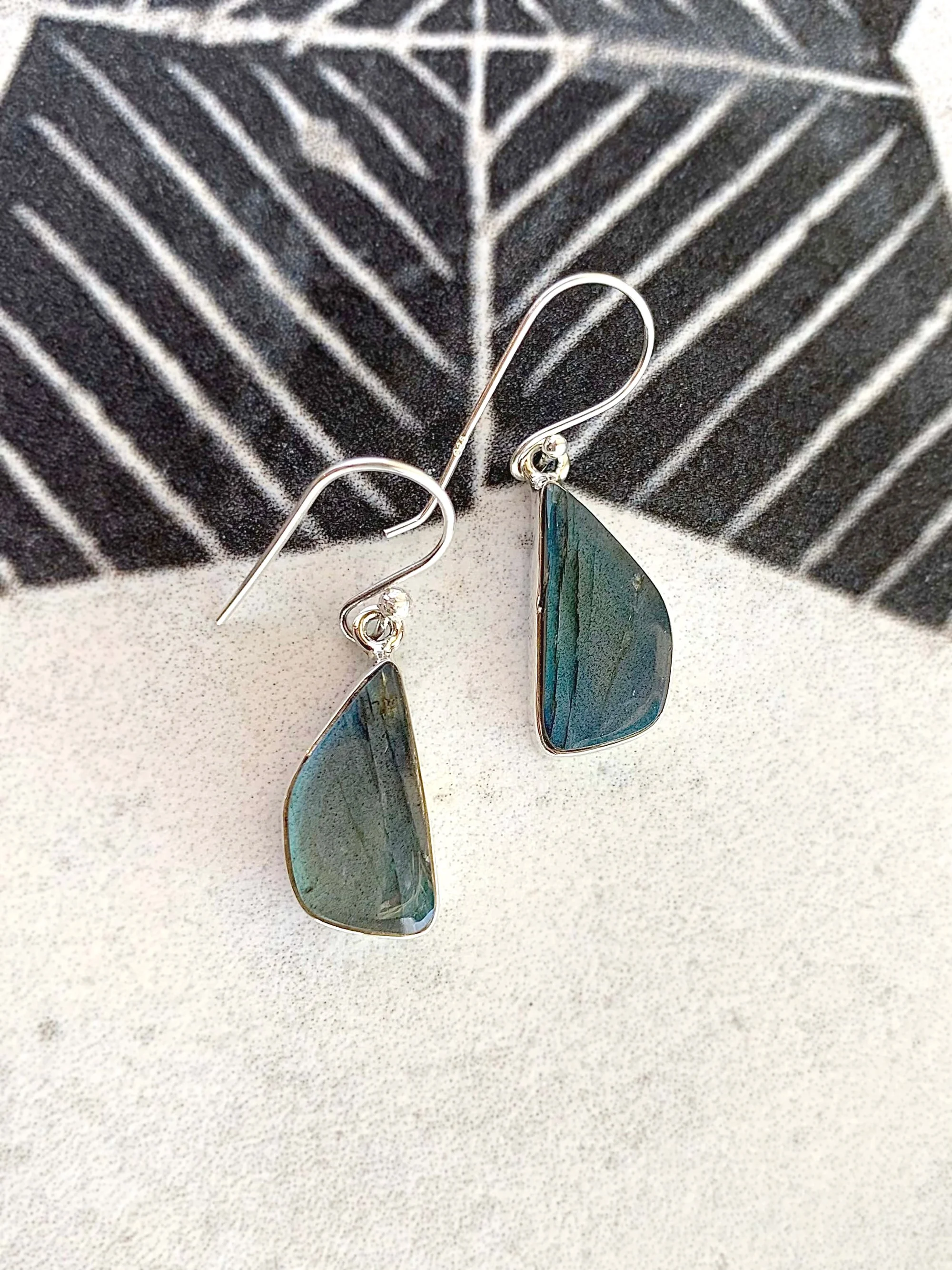 Labradorite Wing Silver Earrings