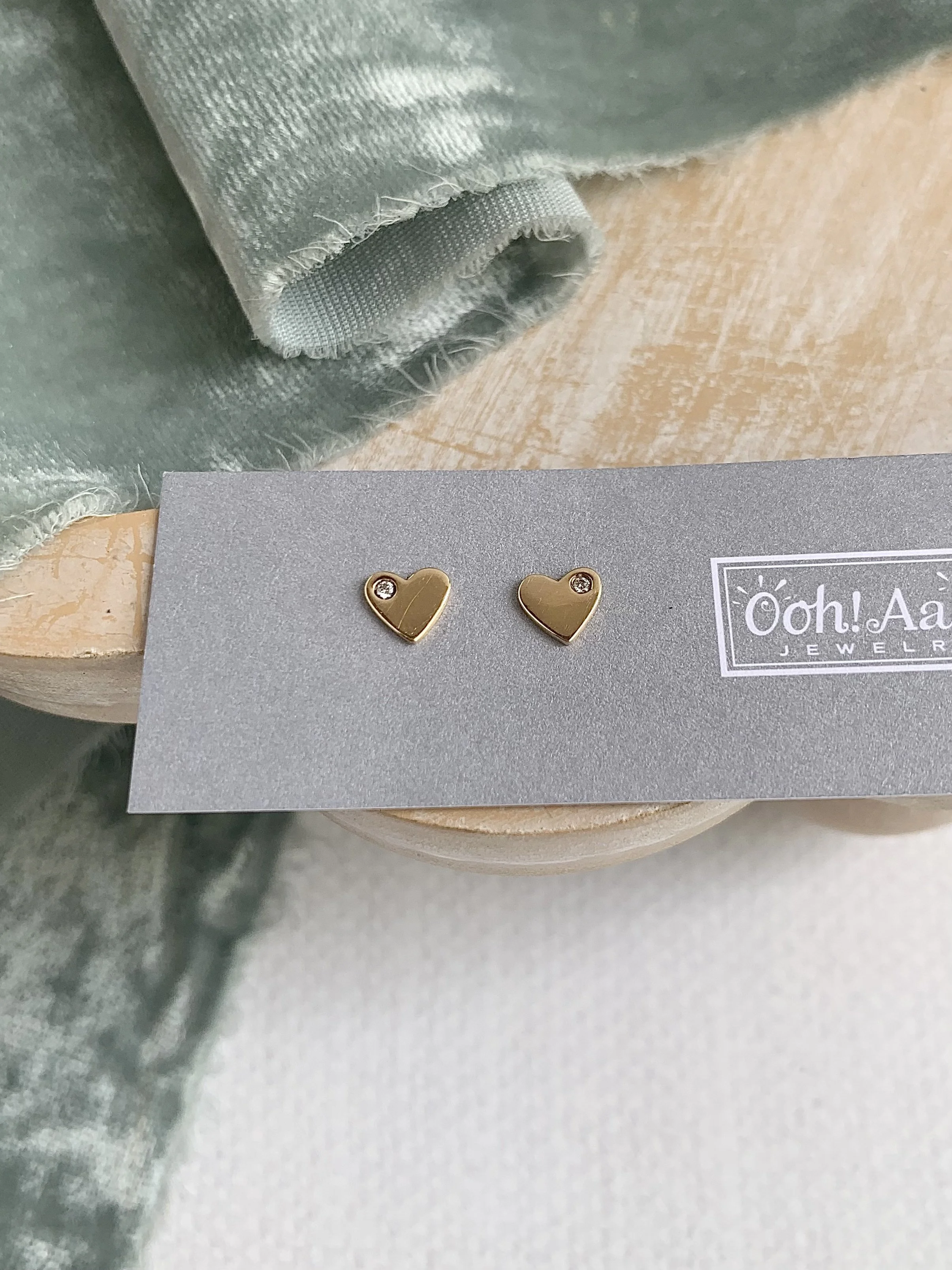 Be Mine Heart Diamond 14k Yellow Stud Earrings