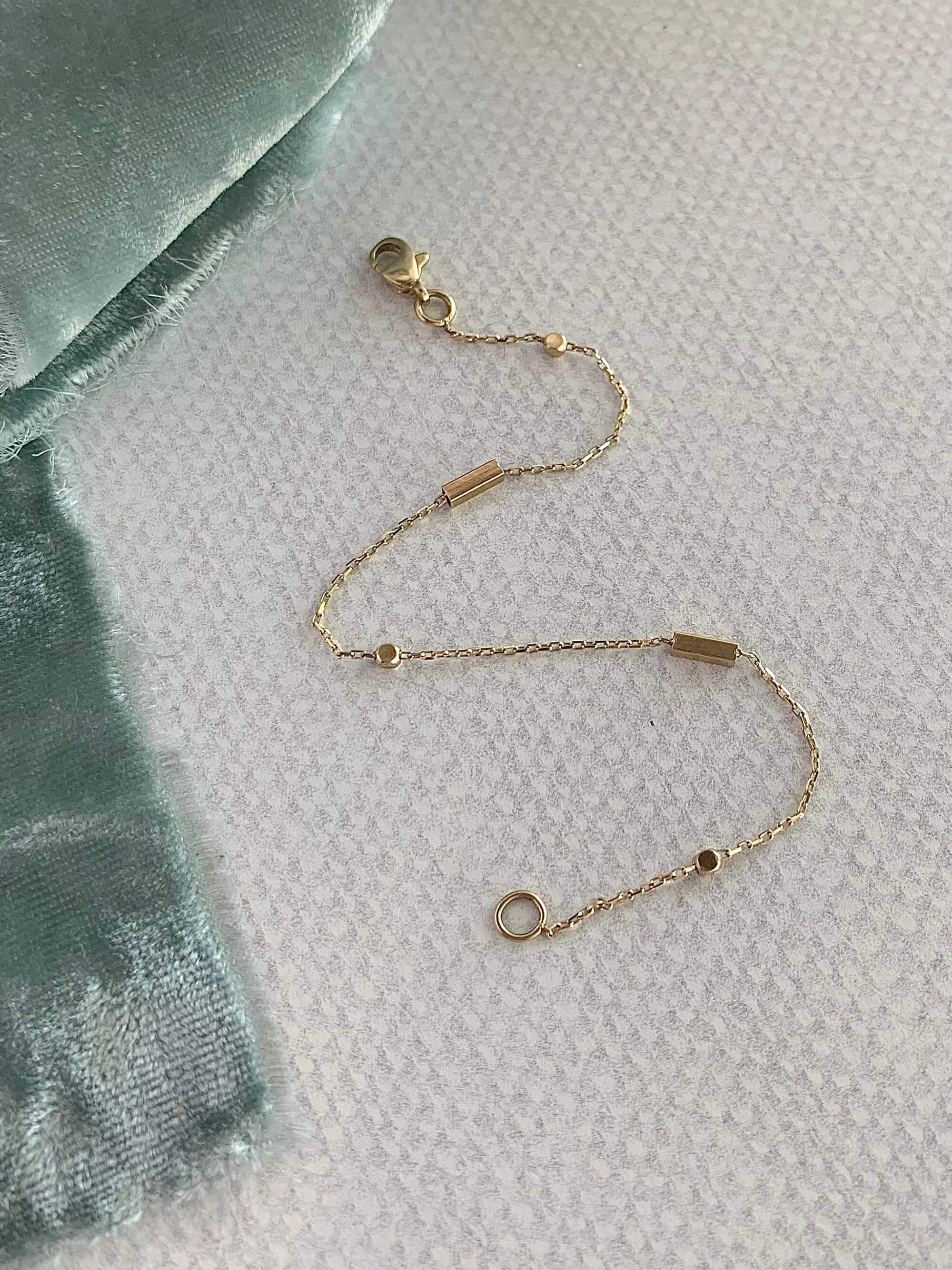 Dainty Dots and Dashes 14k Yellow Gold Bracelet