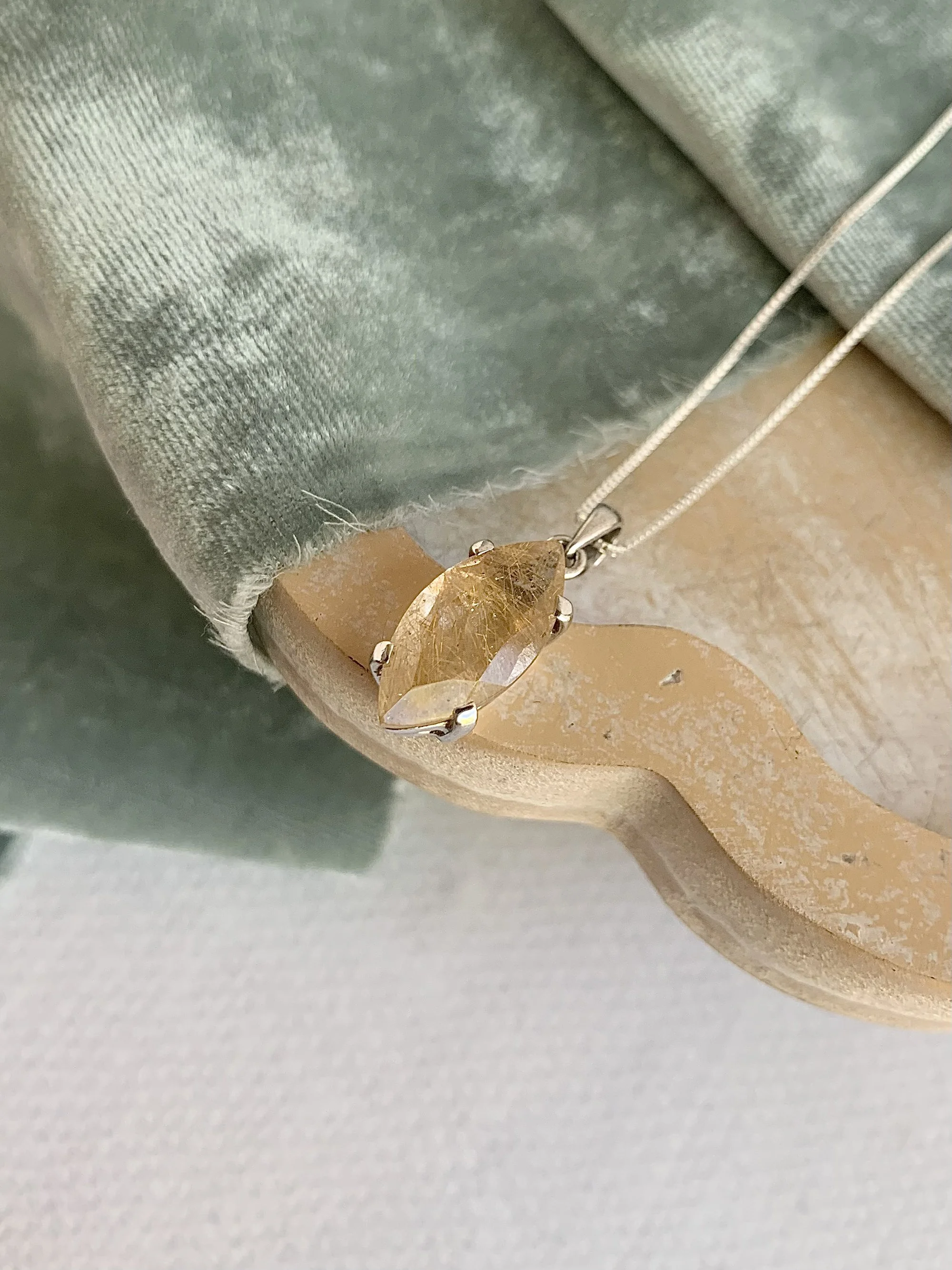 Golden Rutile Quartz Silver Necklace