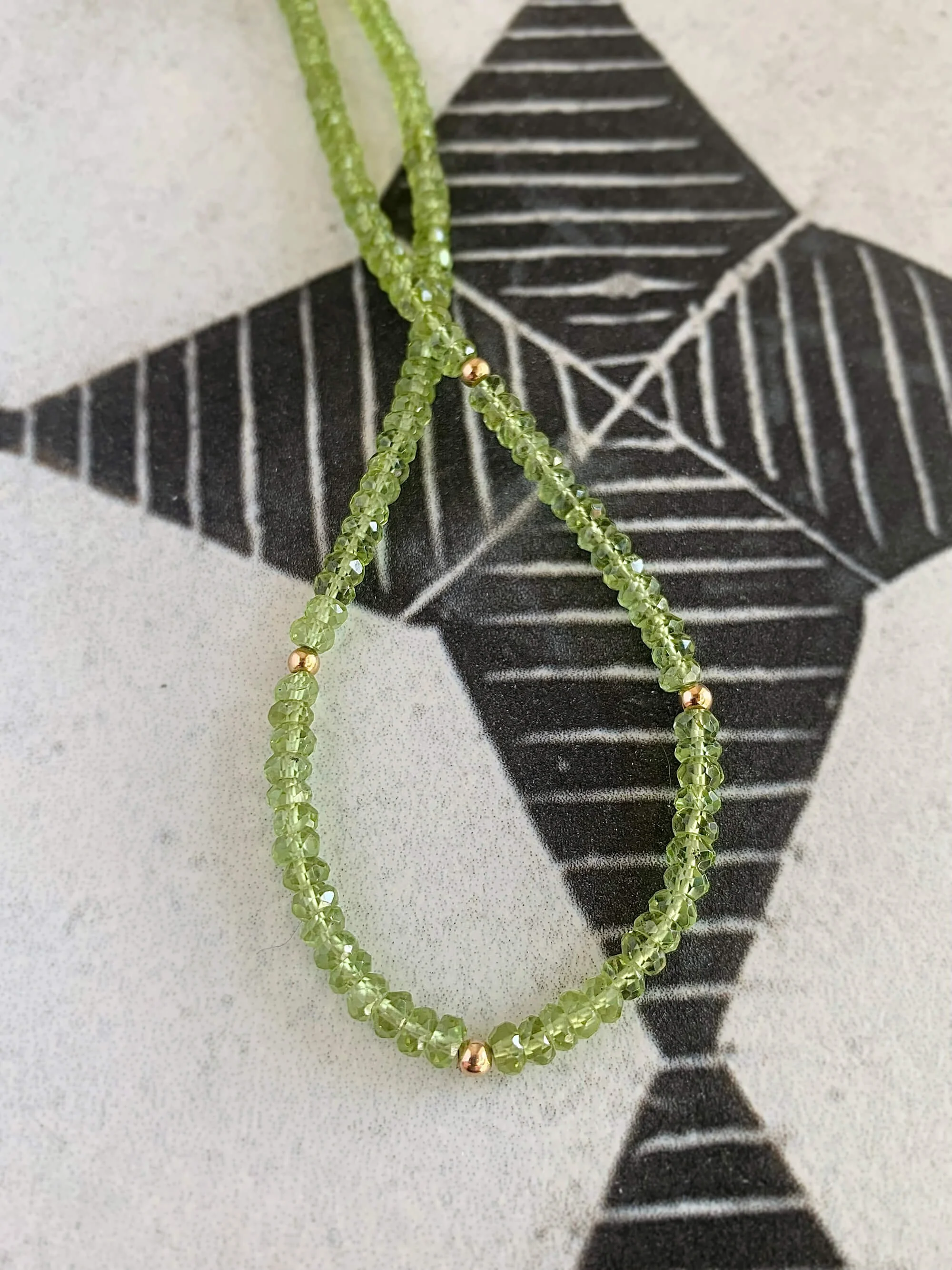 Faceted Peridot 14k Yellow Gold Strand