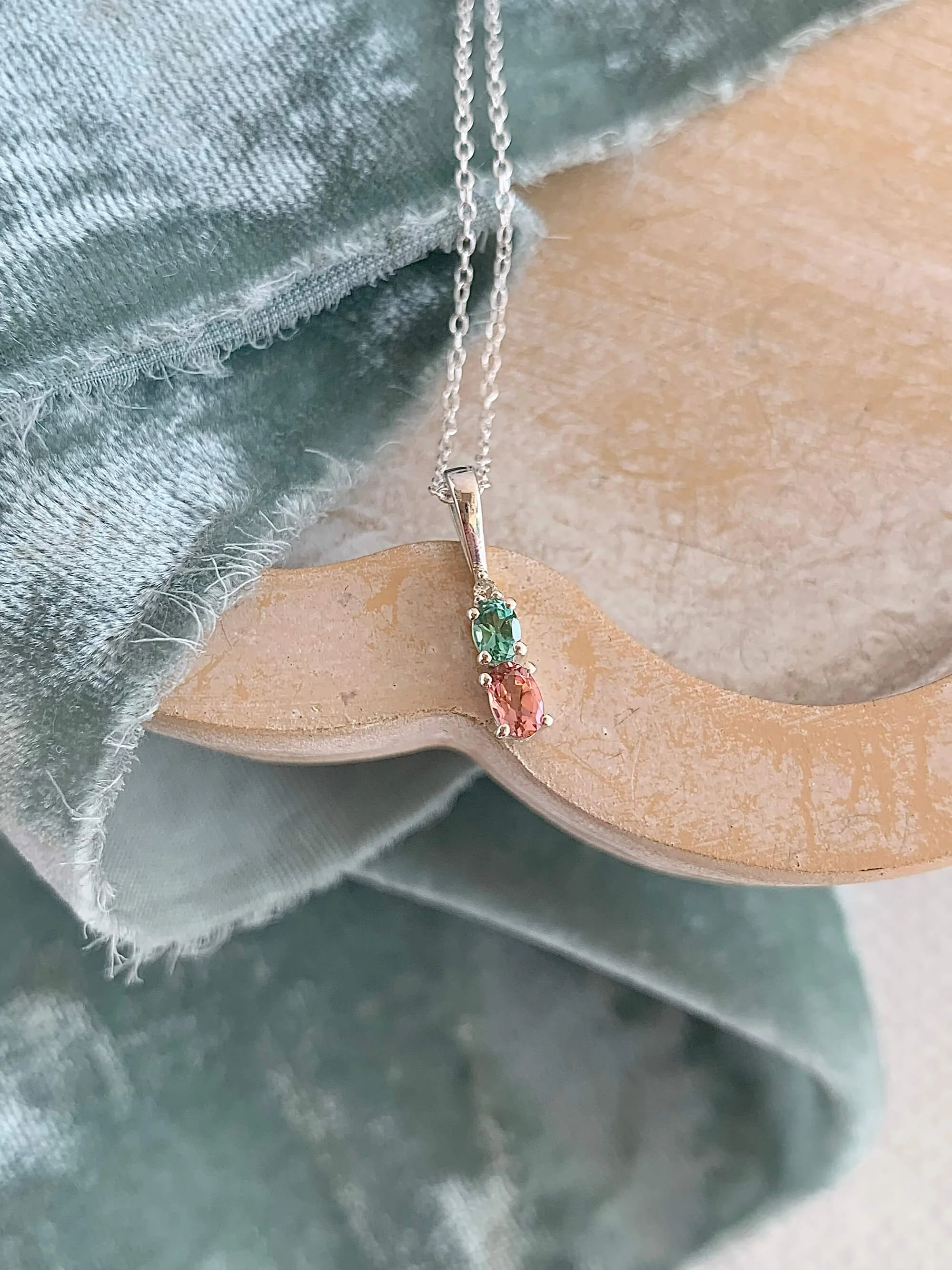 Tulip Tourmaline Silver Necklace