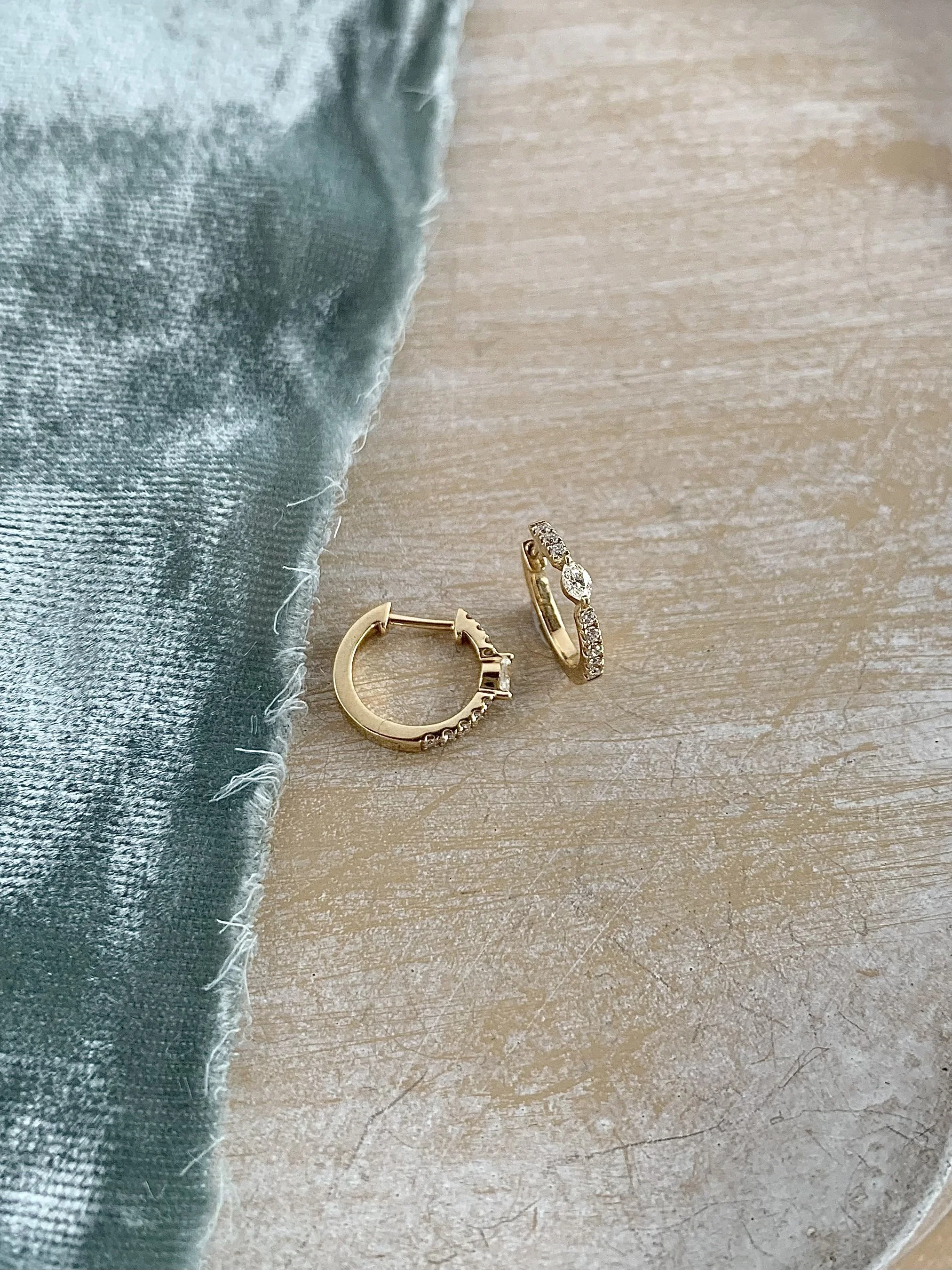 marqquie & pave diamond 14k yellow huggie $900.00 code kxje16.jpg