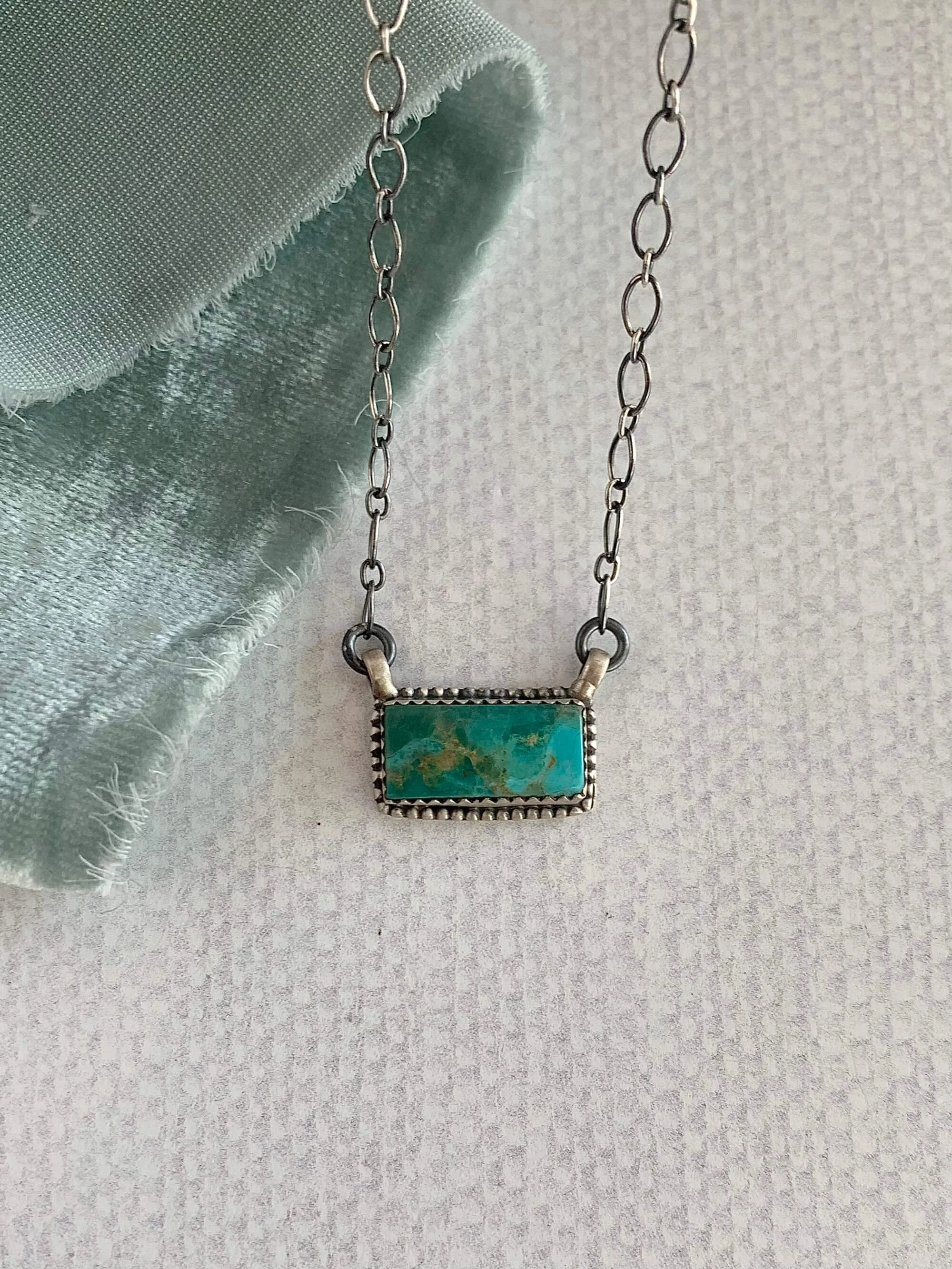 Native-Made Kingman Turquoise Sllver Necklace