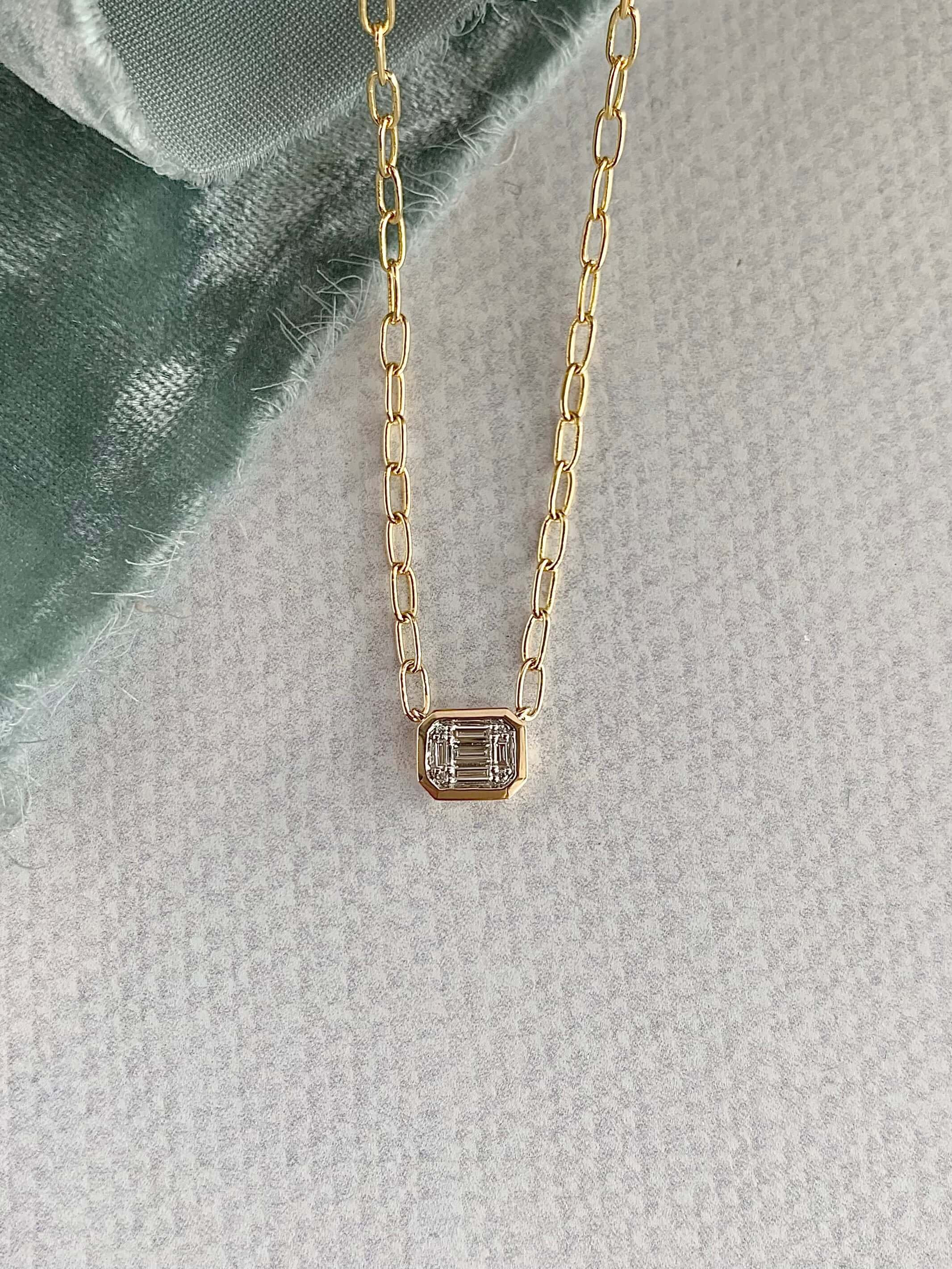Urban Diamond Paperclip 14k Yellow Gold Necklace