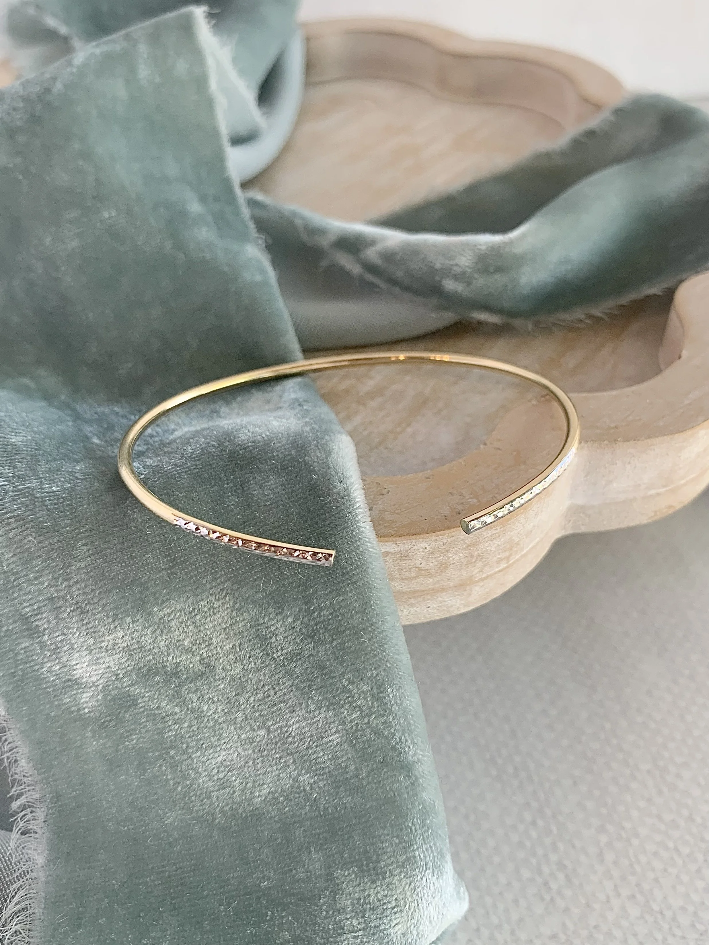 Minimal Twist Mixed 14k Yellow & White Gold Cuff